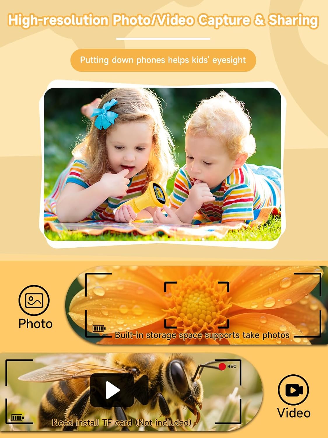 Thumbnail 3 de Acoath Mikroskop für Kinder – digitales Taschenmikroskop mit 2,0-Zoll-IPS-Display, 8 LEDs und bis zu 200 Foto-Speicher (gelb)