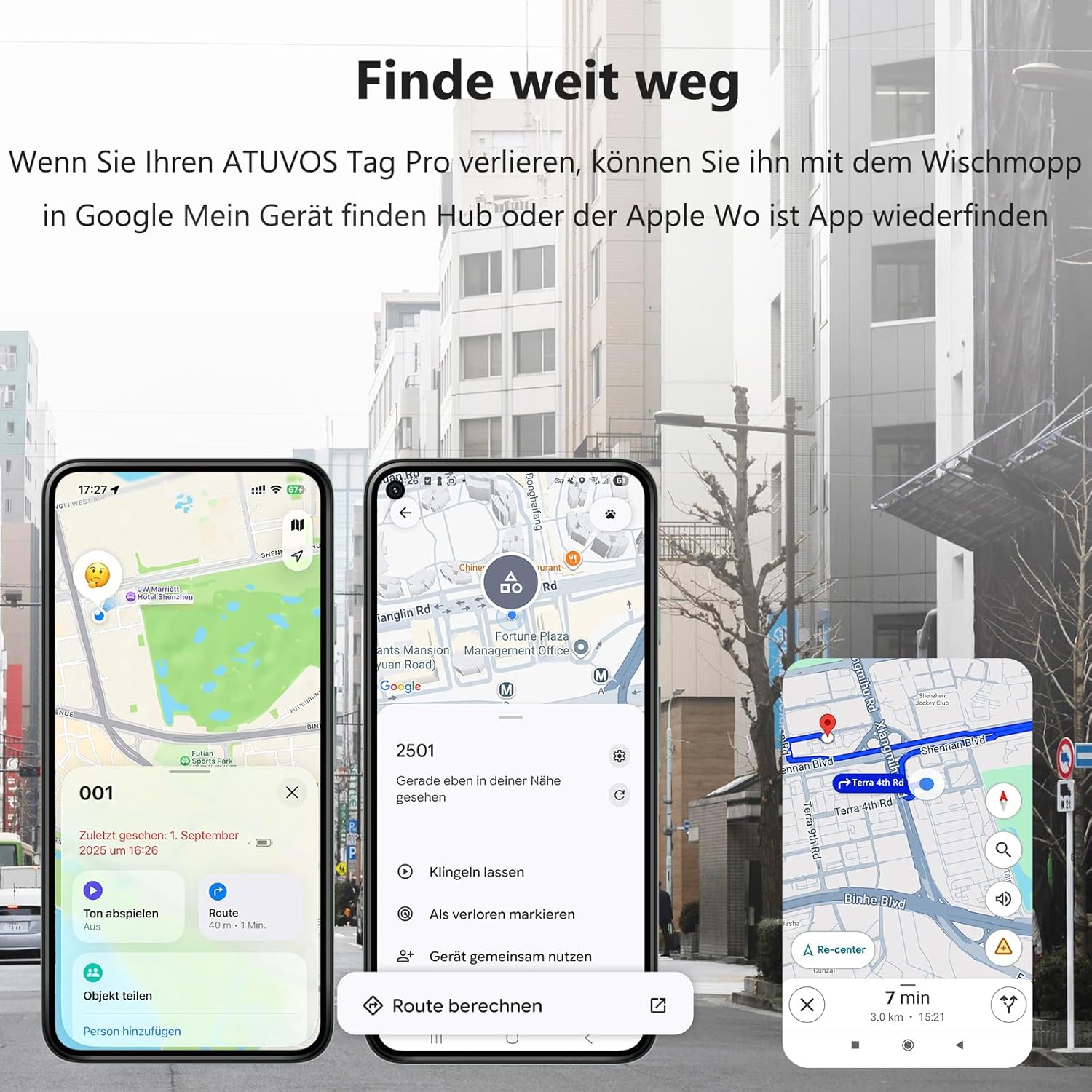 Detalle 2 de ATUVOS Air Tag Pro Dual-System Tracker – Schlüssel- und Gegenstandssucher für Android & iOS (4er Pack)