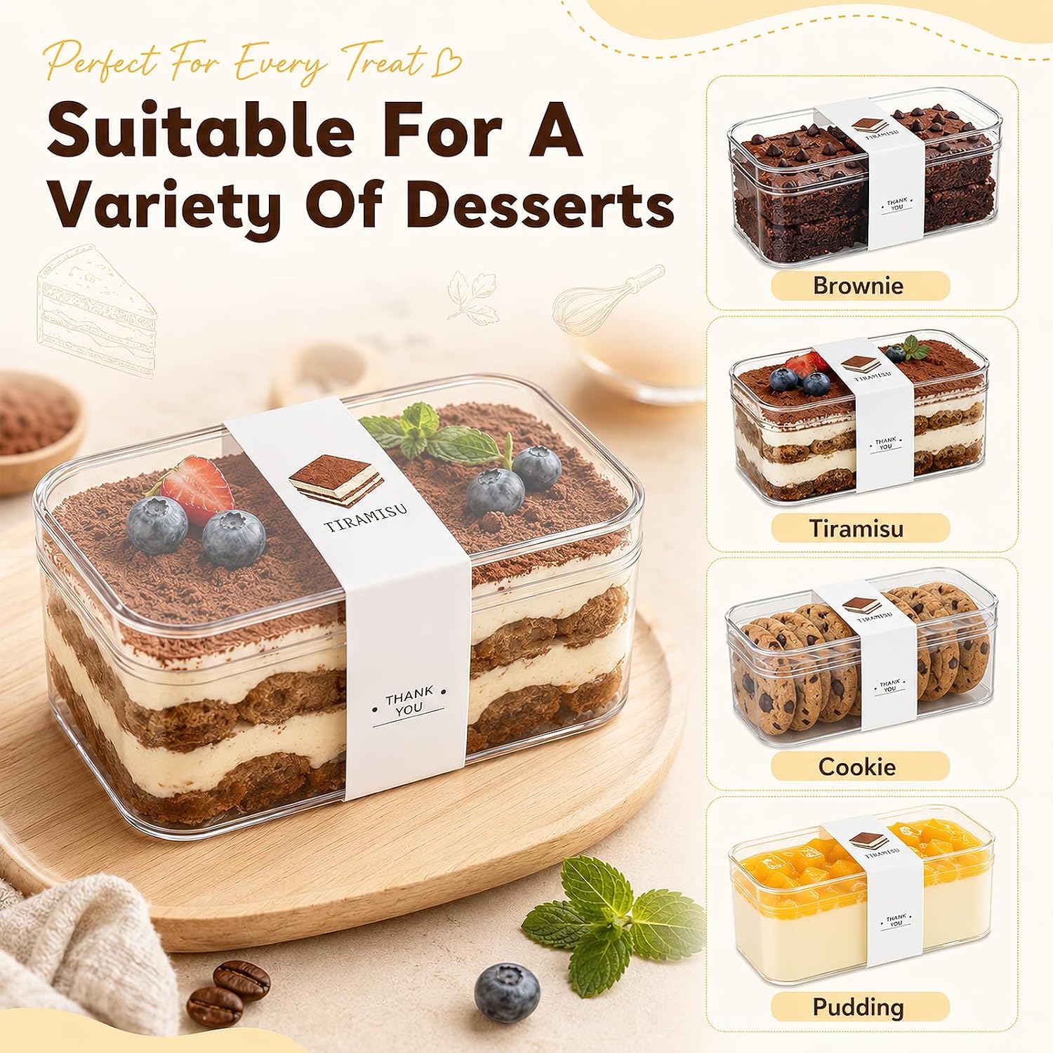 Detalle de Hatrb CPDC-25PACK Clear 8 oz Dessert Cups with Lids and Serving Accessories
