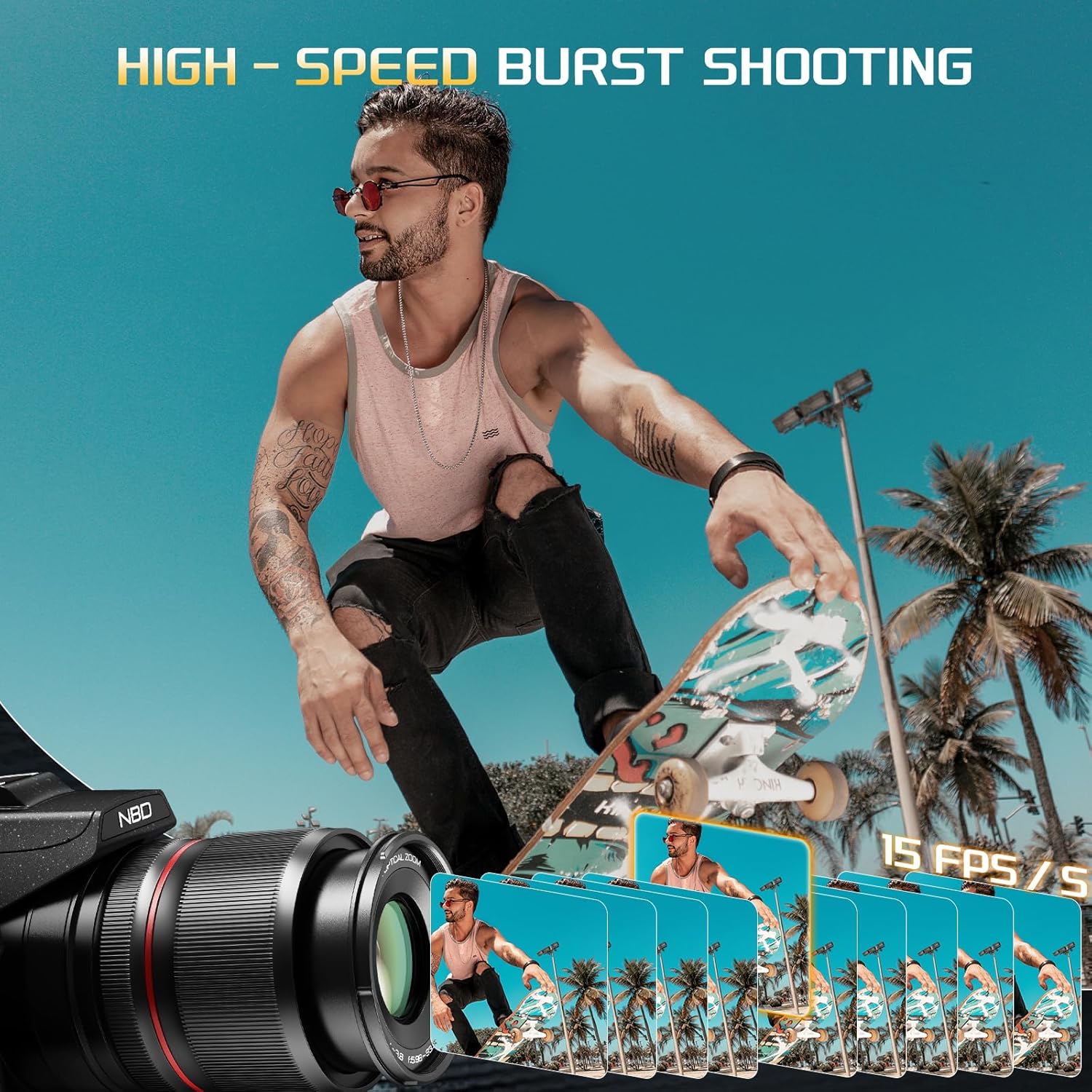 Thumbnail 4 de NBD 8K Digital Camera — 64MP UHD, 16x Optical Zoom, 180° Screen, Wi‑Fi & Dual Batteries