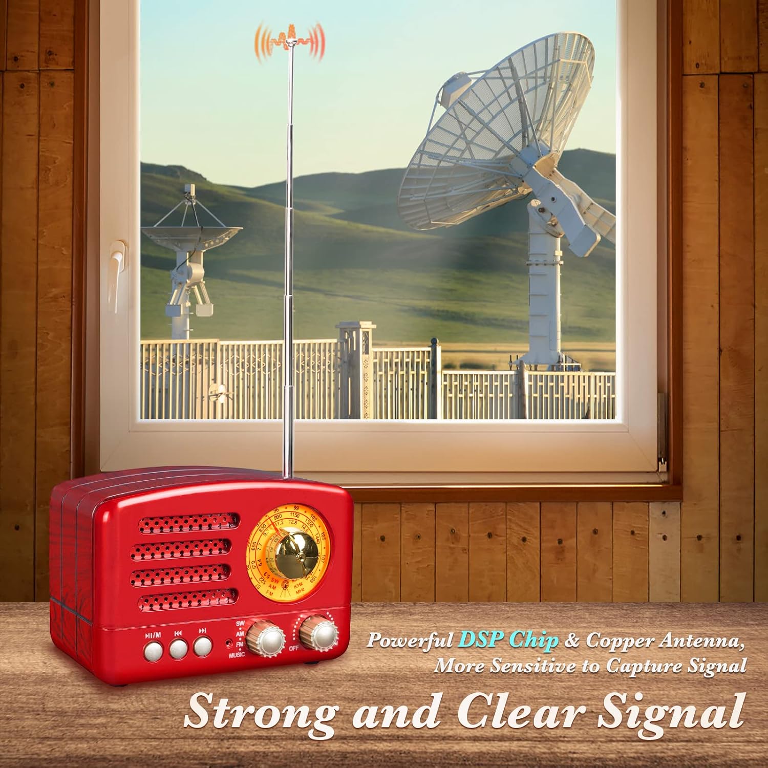 Detalle de PRUNUS J-160 Retro Radio with Bluetooth, AM/FM/SW and 1800mAh Battery
