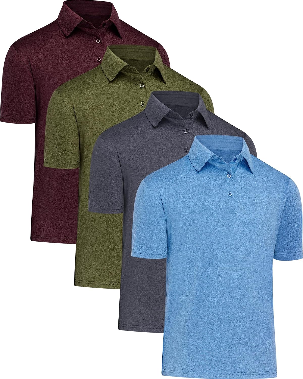 Detalle de MLYENX Men’s Quick-Dry Golf Polo Shirt, Short Sleeve, Moisture-Wicking
