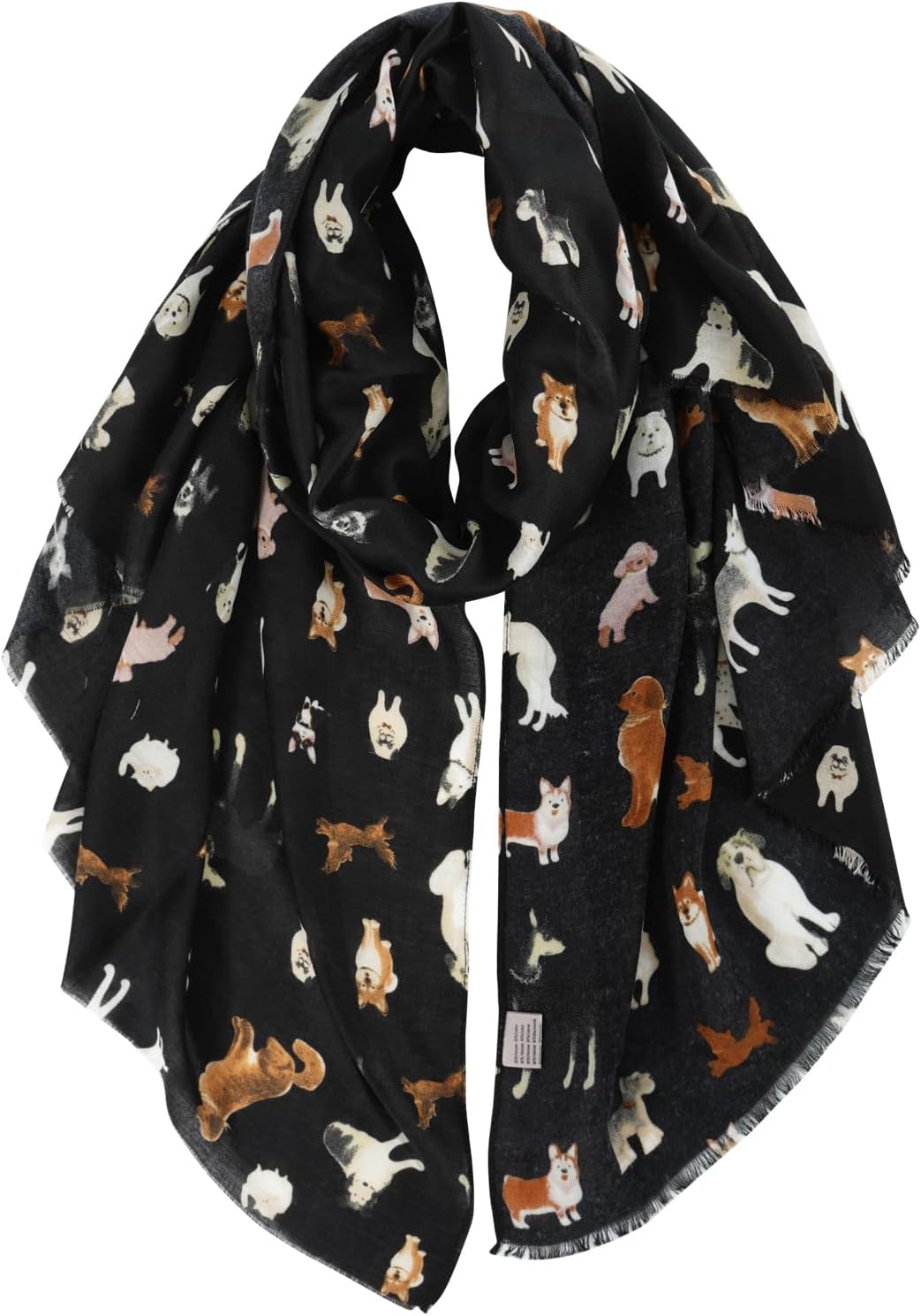 Écharpe DAMILY pour femme imprimée chatons et chiots – foulard 180 x 85 cm, polyester doux