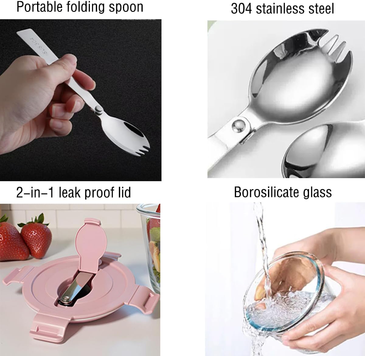 Thumbnail 3 de S.ROKE TTAN 720 ml Rund-Glasbehälter-Set mit Deckeln und Löffeln (12-teilig)