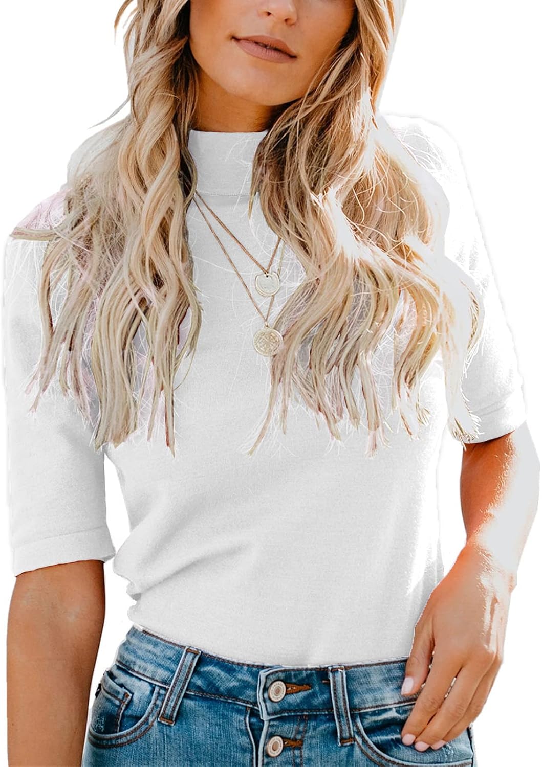 Detalle de LIYOHON Womens Mock Turtleneck Tee 2026