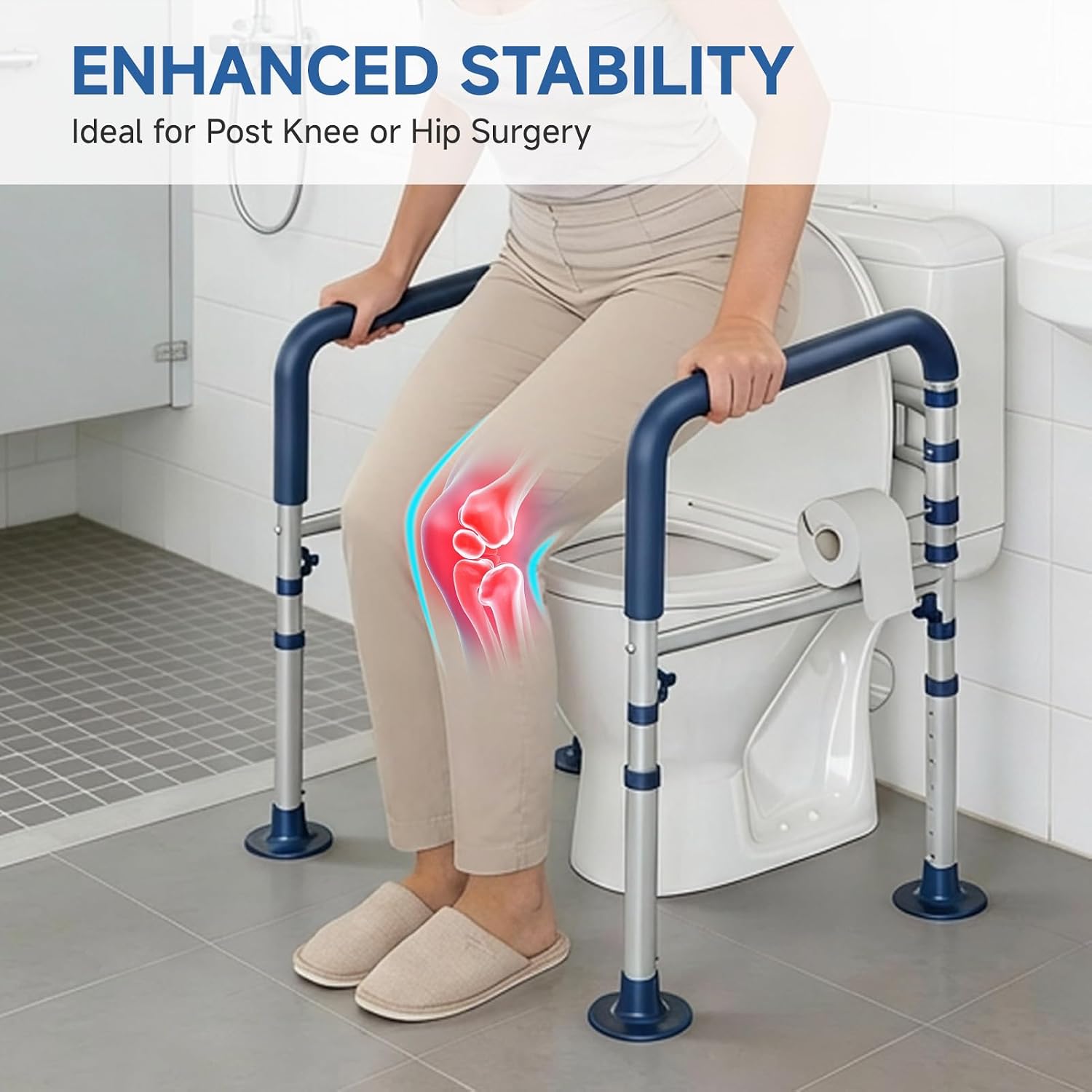 Detalle 2 de Loyoda CTR009 Steel Toilet Safety Rail, Adjustable and Foldable, Blue