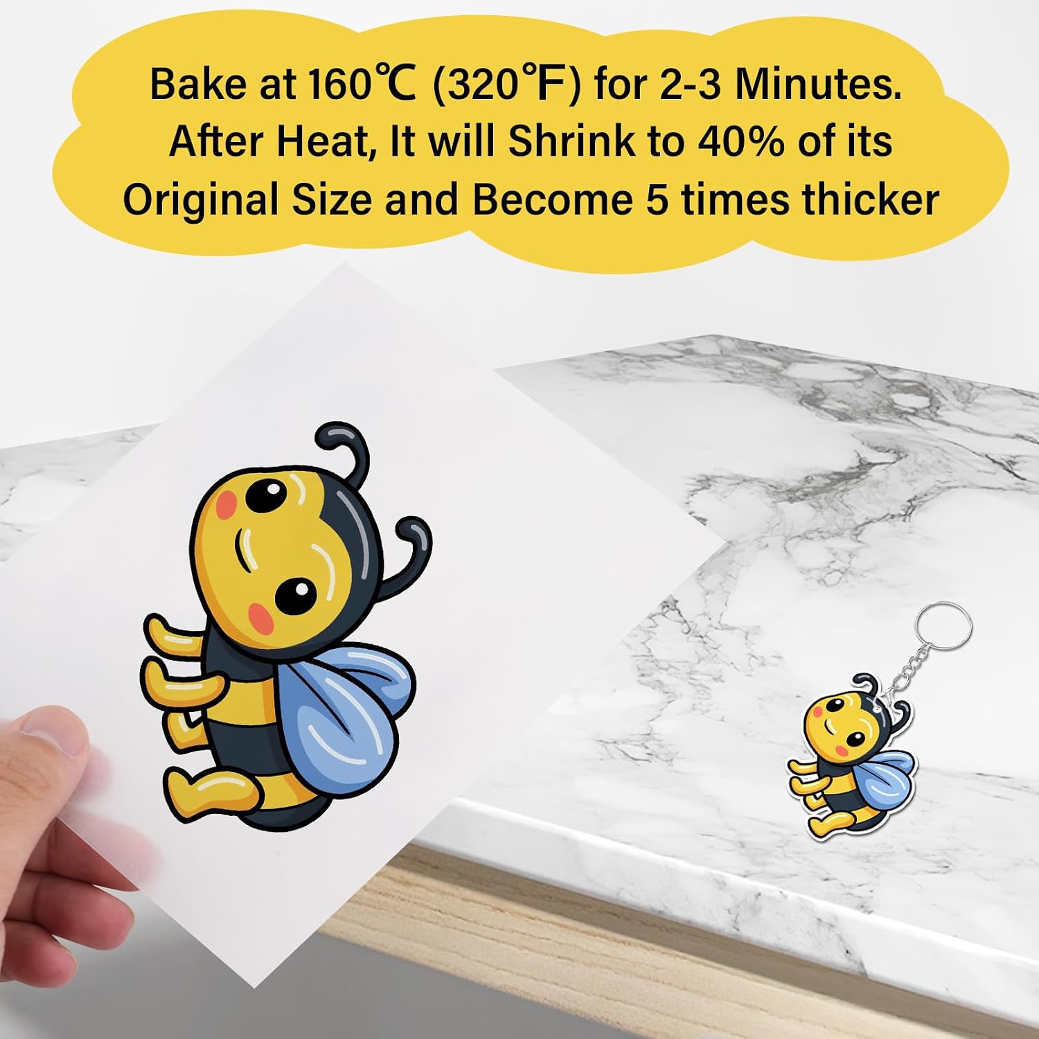 Detalle de CRTWDMAN 161-Piece Shrink Paper Keychain Kit with Shrinky Plastic Sheets, Punch, Clasps & Jump Rings