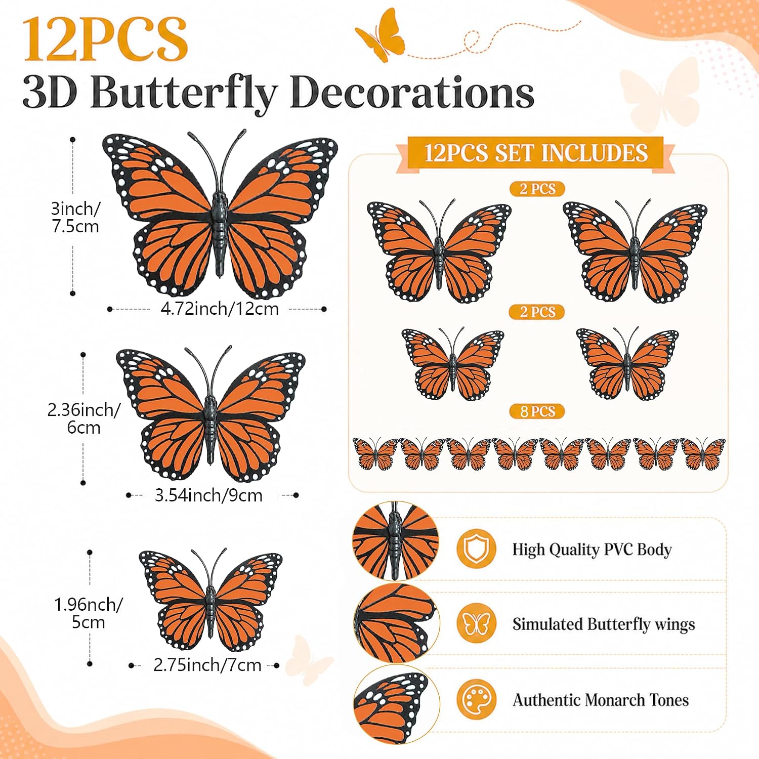 Thumbnail 2 de OHOME Monarch Butterfly Decor-OHOME-2026A1 3D Day of the Dead Decorations, 12-Piece Set