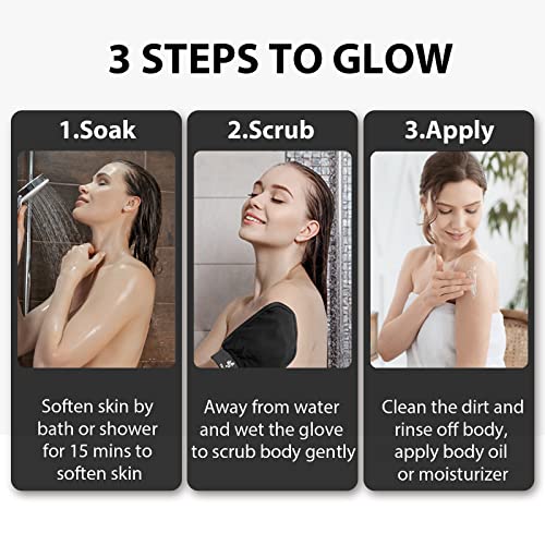 Thumbnail 6 de Yiclick Koreanische Peeling-Handschuhe, Peelinghandschuh für Bad – 2er Set aus Visko-Pflanzenfaser, Black