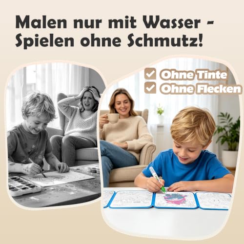 Thumbnail 4 de cabaro 2er Set EVA Wassermalbuch – für Kinder ab 3 Jahre, wasserfest und reißfest
