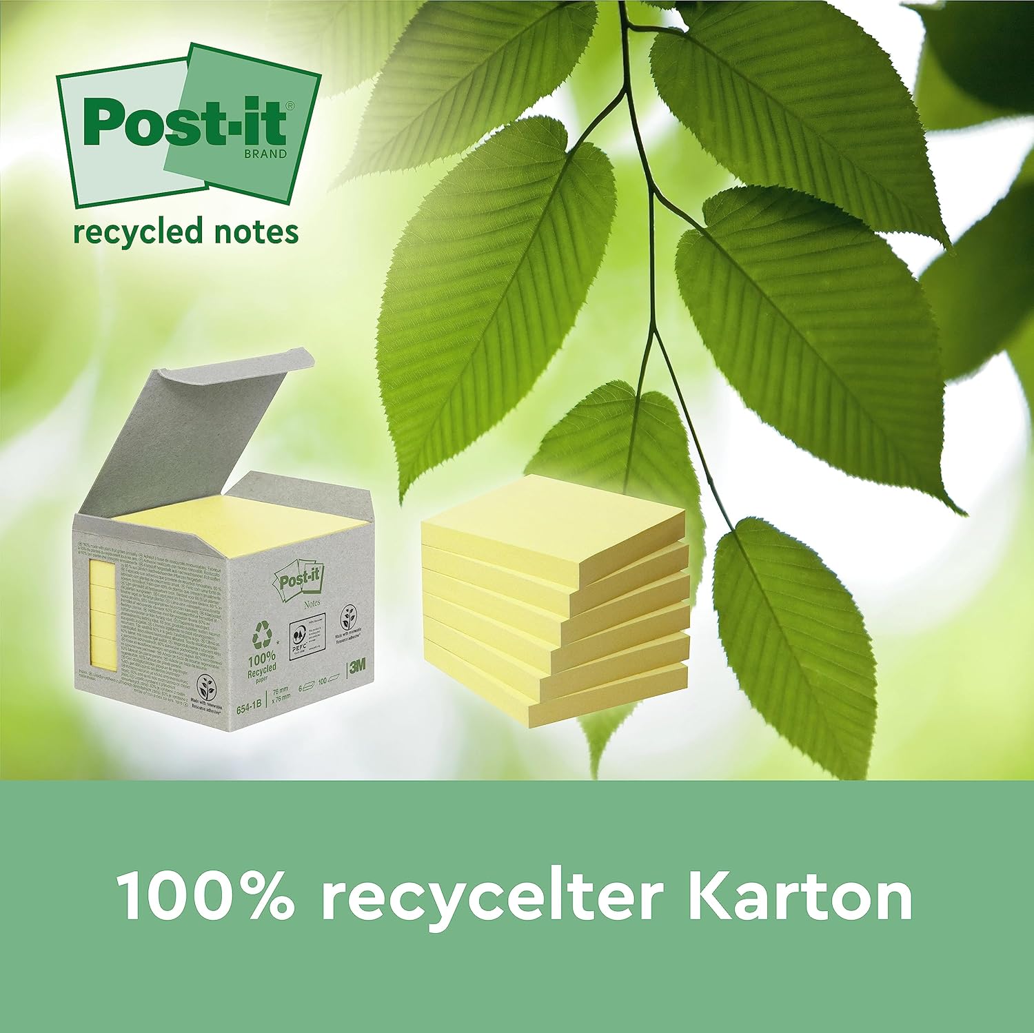 Thumbnail 1 de Post-it Haftnotiz Recycling Z-Notes Mini Tower 100 Blatt 📝