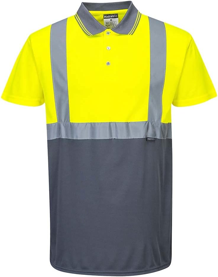 Detalle de Portwest S479ONRM polo con maniche corte alta visibilità arancione/navy (taglia M)