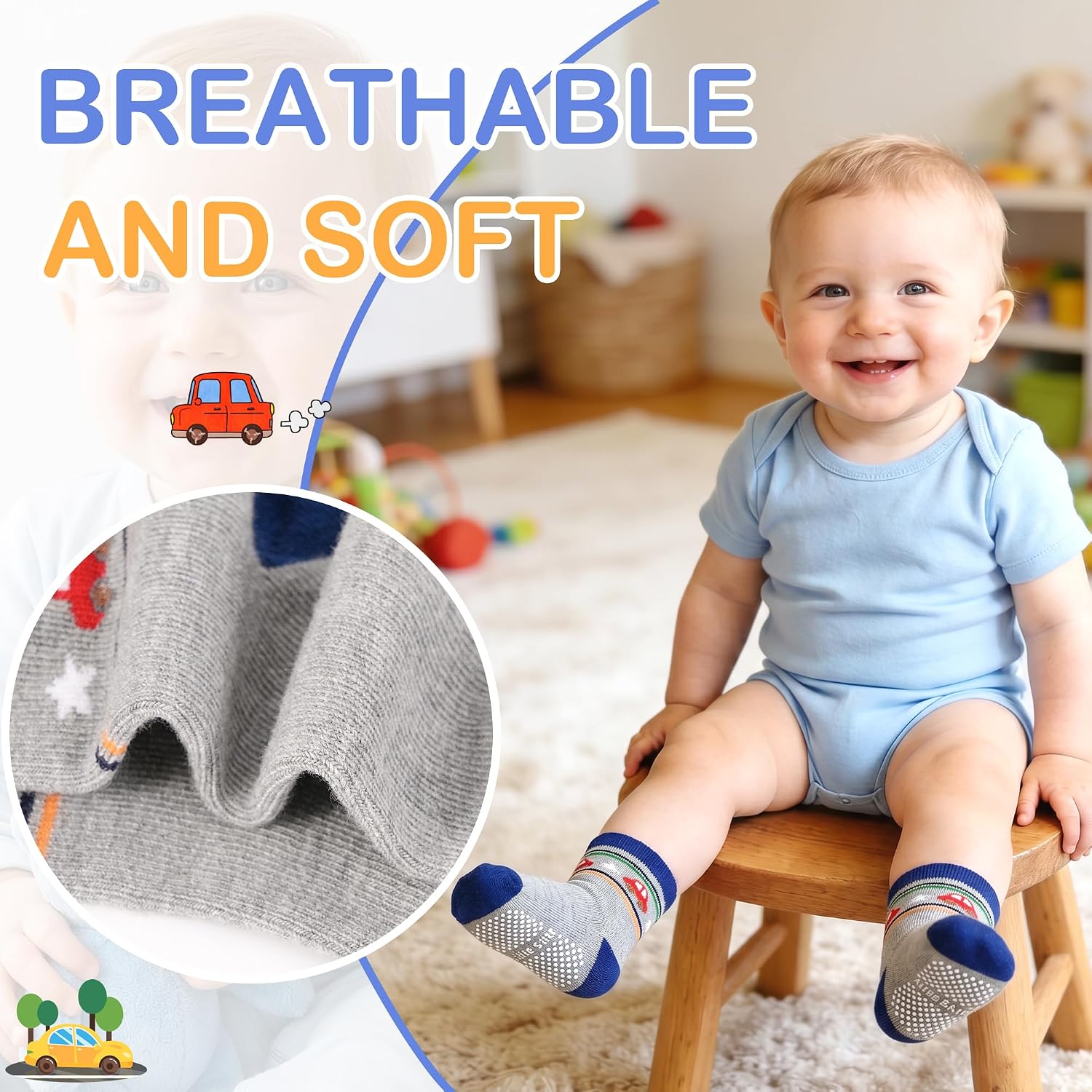 Thumbnail 3 de HYCLES Baby Grip Socks 12 Pairs – Non-Slip Anti-Skid Socks for 0–7 Years