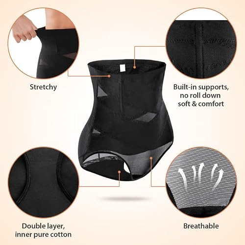 Detalle de SIMIYA Women Tummy Control Knickers High Waisted Shapewear – Black