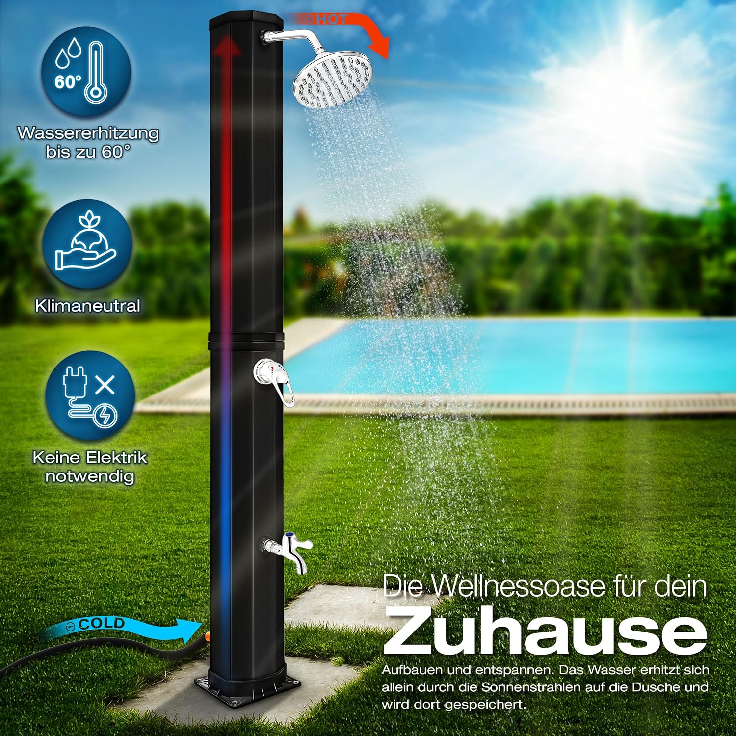 Detalle de tillvex Solardusche 35 L inklusive Schutzhaube