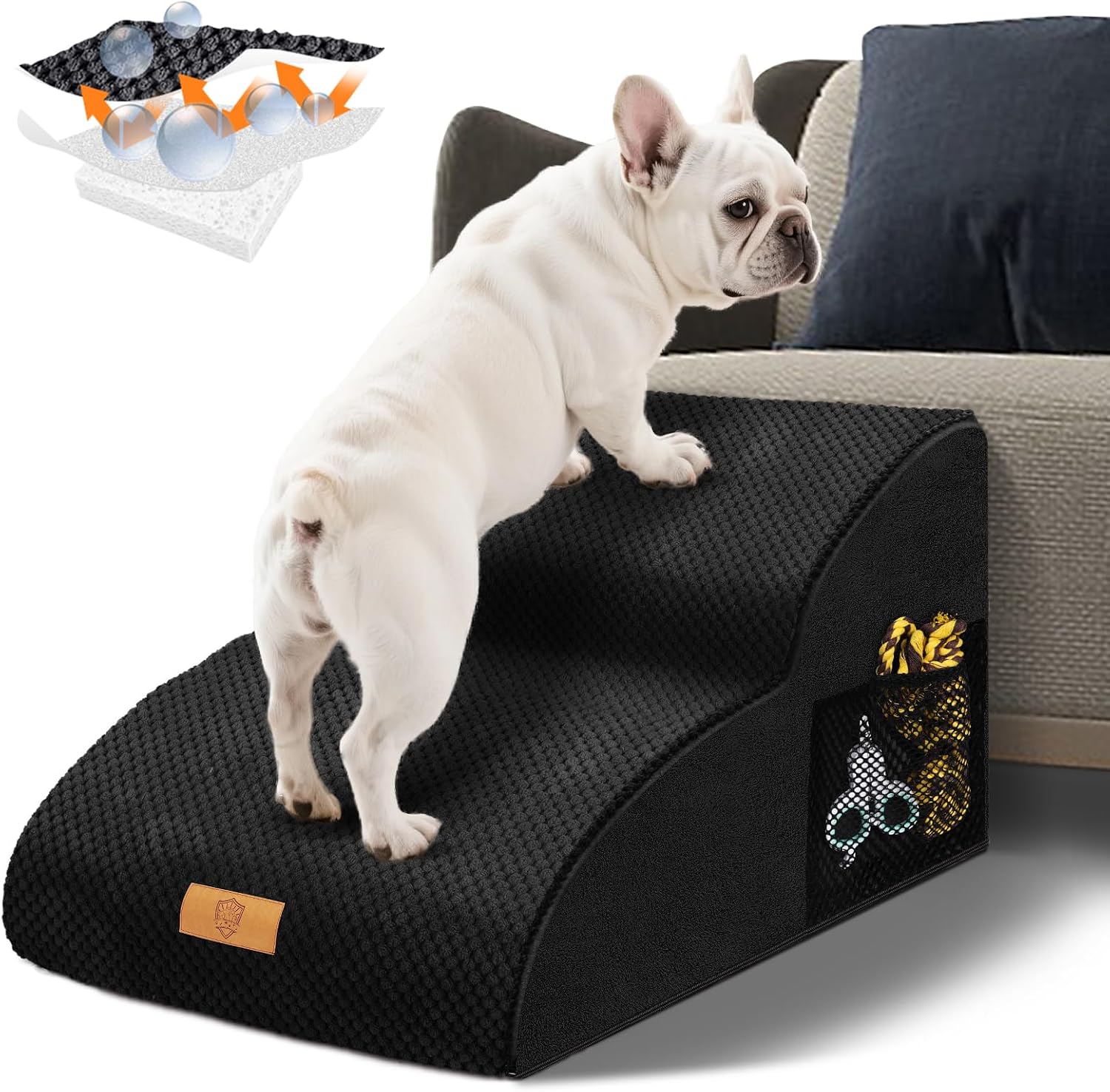 Detalle de Thihome Hundetreppe 2 Stufen für Kleine Hunde 55 x 40 x 30 cm