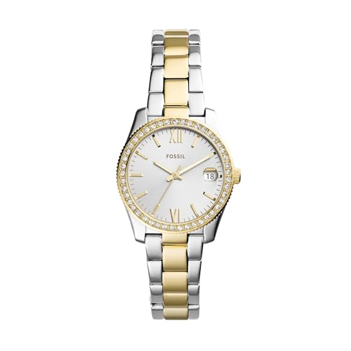 Detalle de Fossil Reloj Cuarzo Mujer 32 mm con dial analógico en tono oro y correa de metal bicolor ES4319