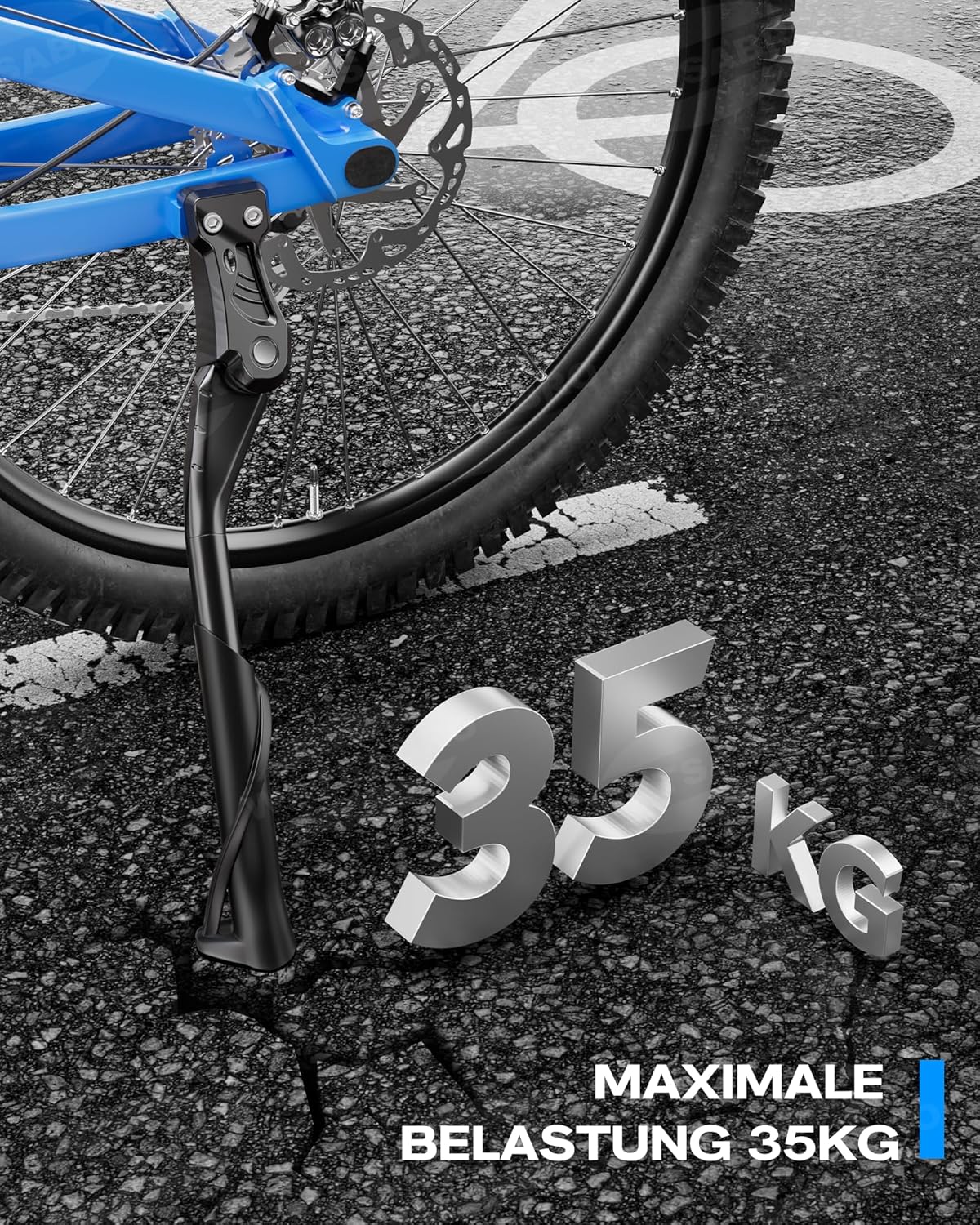 Thumbnail 6 de WATSABRO höhenverstellbarer Fahrradständer für 24–29 Zoll (E-Bike/MTB), Aluminium, Seitenständer mit 18-mm Distanzlöchern