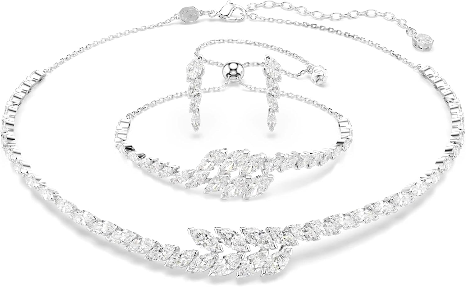 Detalle de Swarovski Collana Mesmera Bianca: lucentezza rodio e Zirconi in un mix di tagli