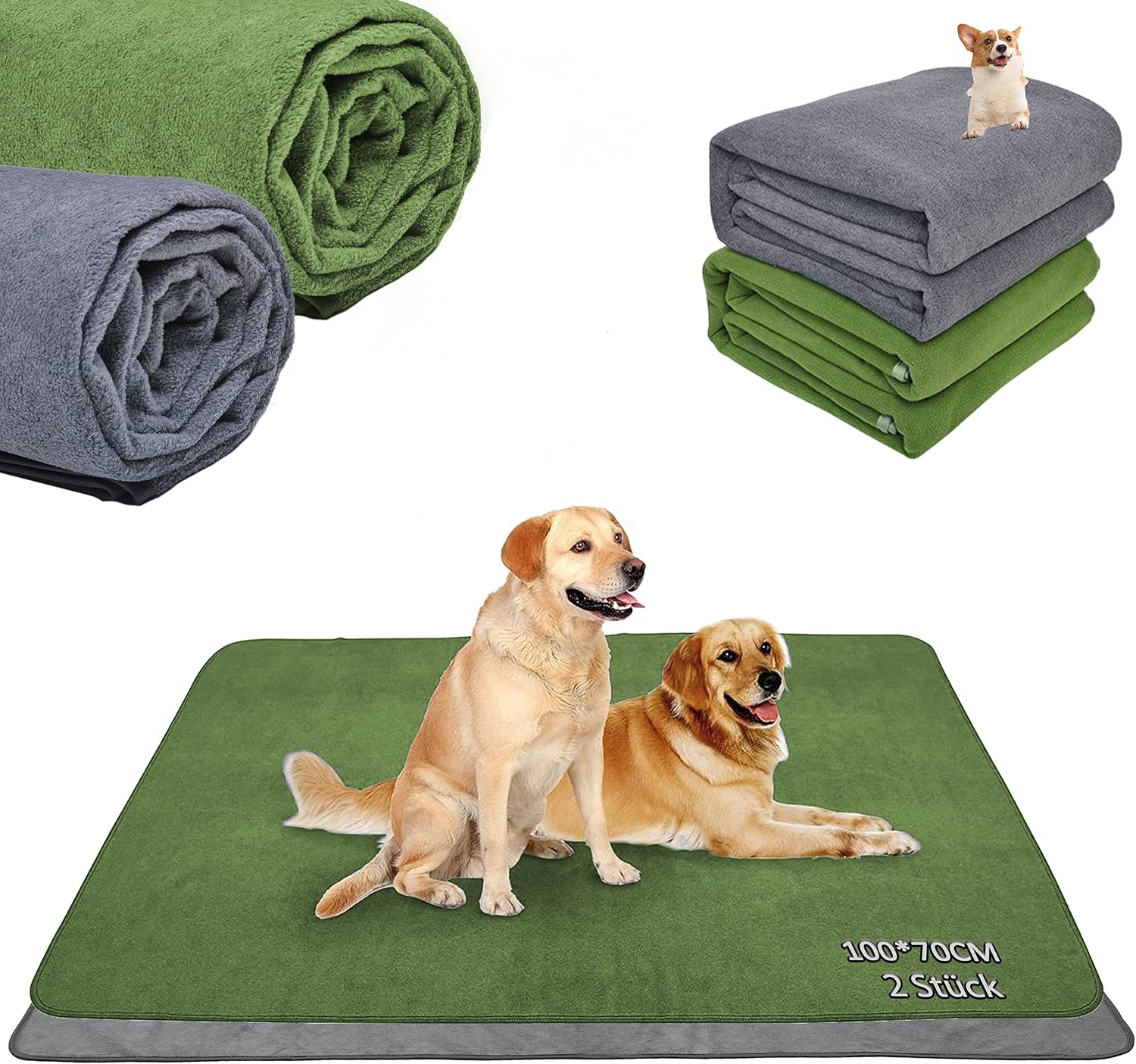 Detalle de 2er Waschbare Welpenunterlagen 100x70 cm