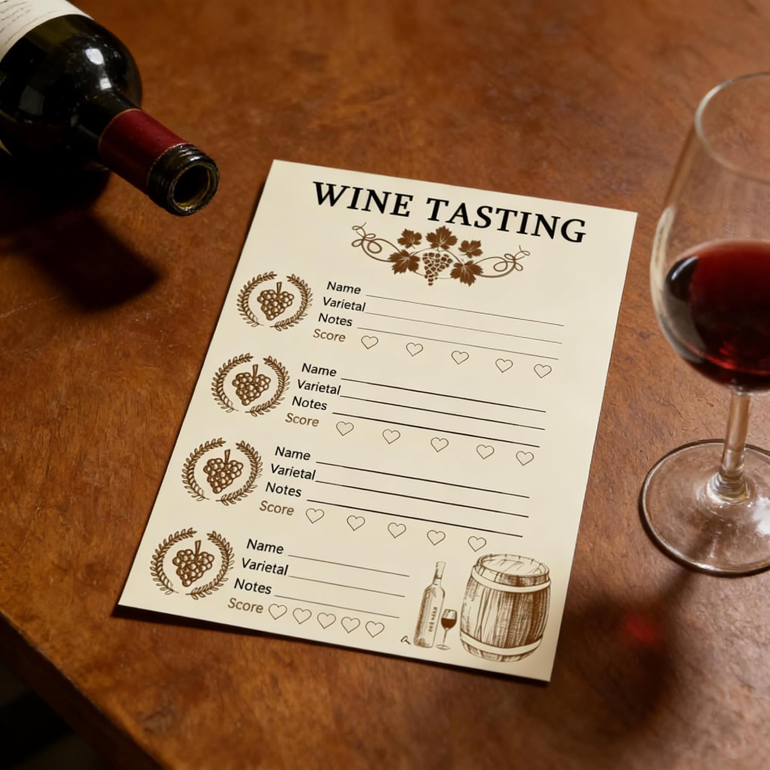 Detalle 1 de Wine tasting scorecards, 4 × 6 inches