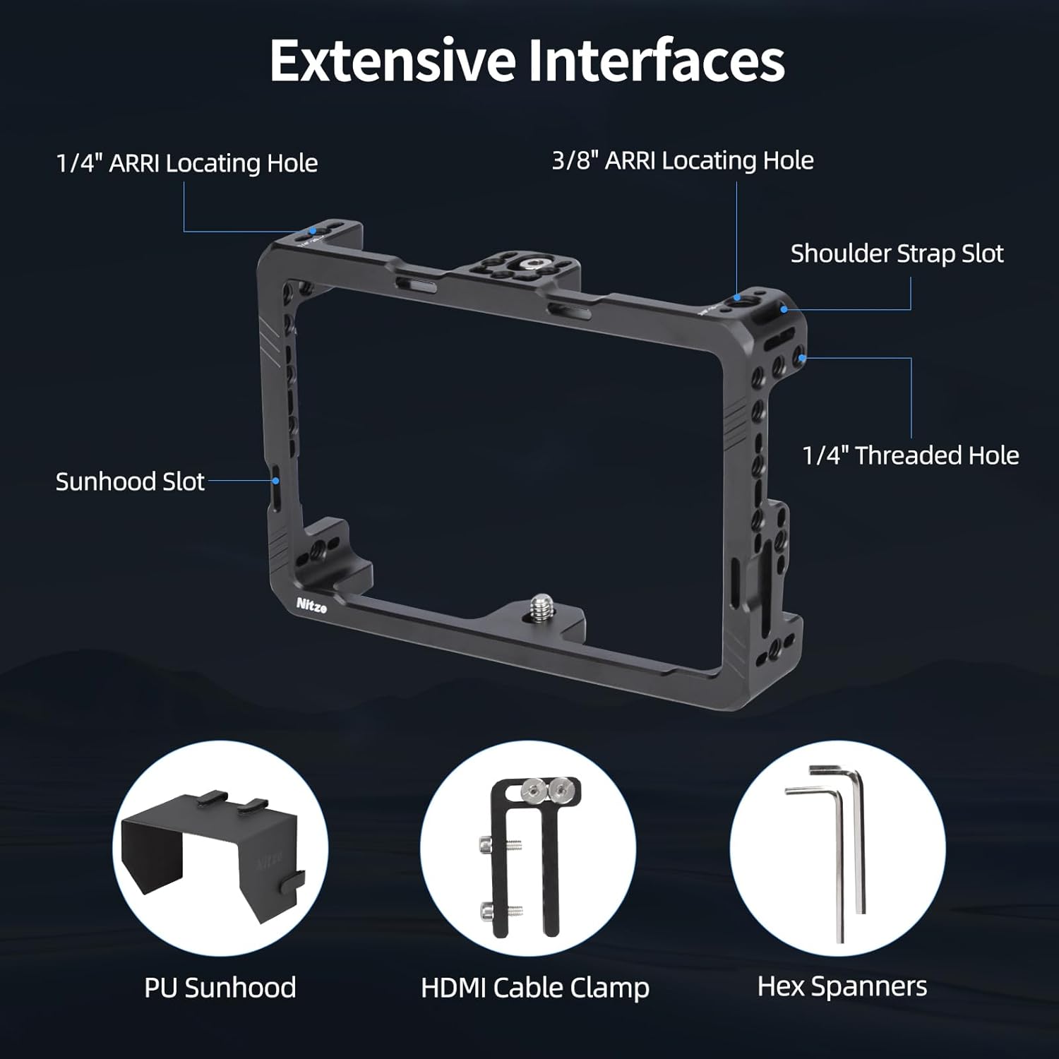 Detalle 2 de Nitze Monitor Cage Kit JT-F05B für Feelworld F5 PRO/F5 PROX sowie F6 PLUS/F6 PLUSX