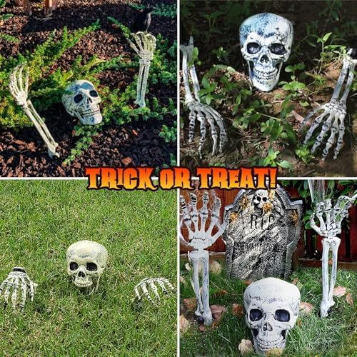 Detalle 2 de Maxee Halloween-Skelett-Set mit Totenkopf, Händen und LED-Lichterketten mit Timer