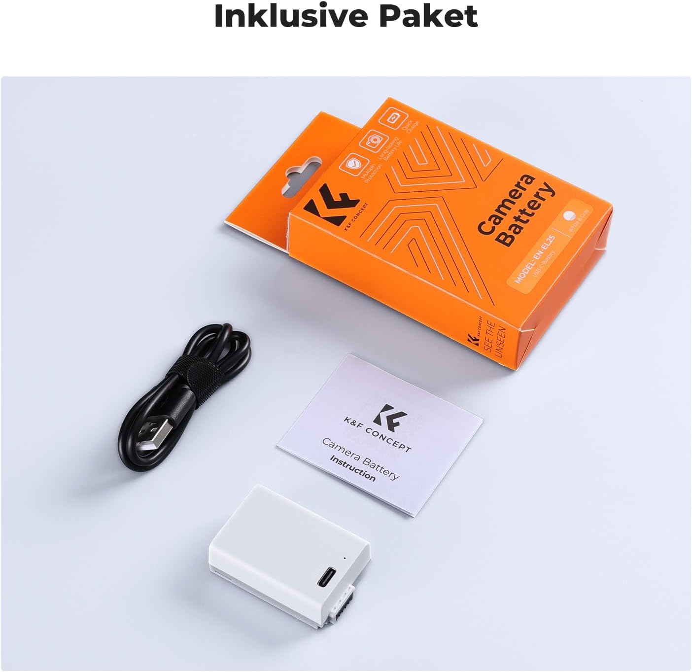 Thumbnail 6 de K&F CONCEPT EN-EL25 1250mAh Akku mit USB-C Direktladeanschluss für Nikon Z30, Z50 und Zfc – Upgrade-Modell Weiß/Grau