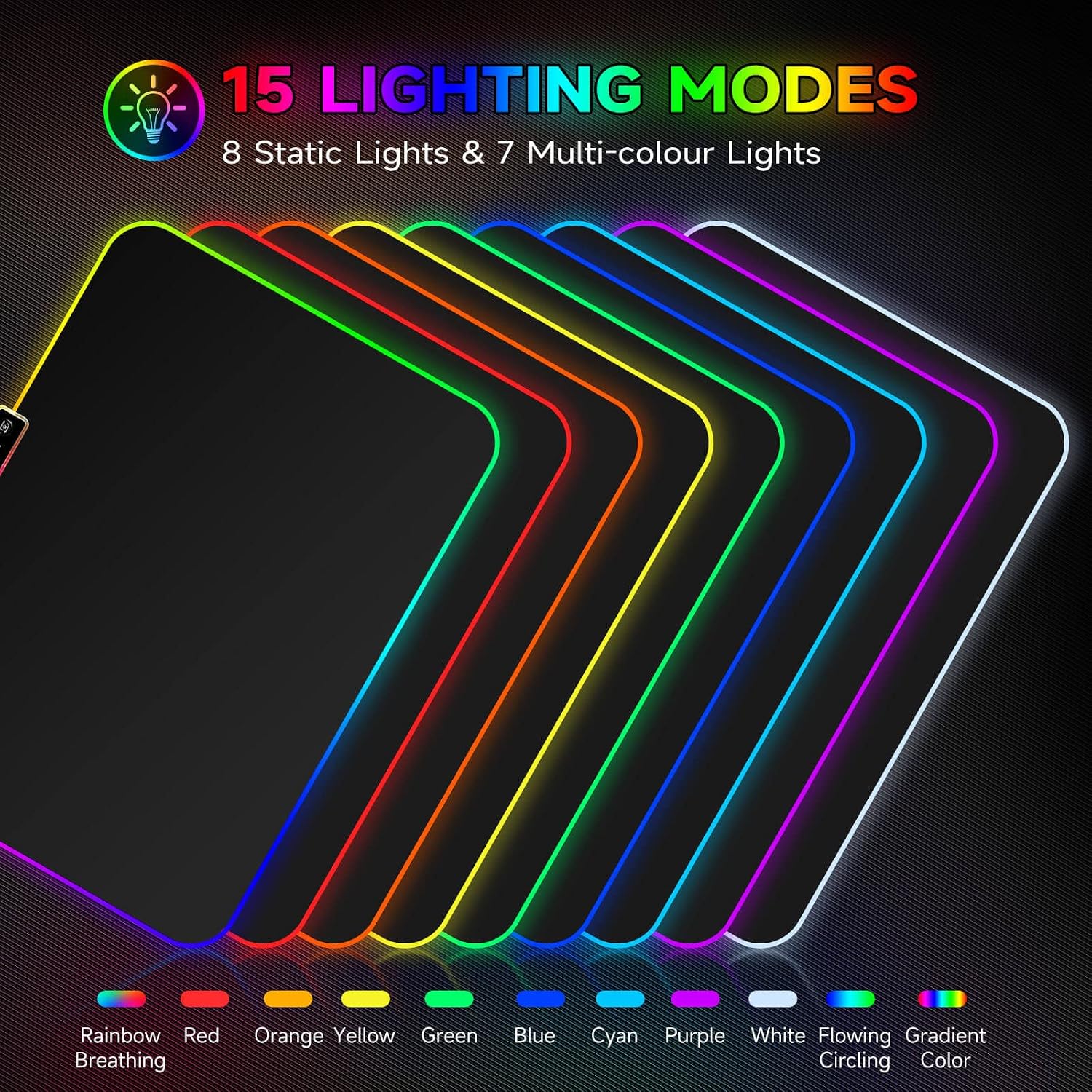Thumbnail 1 de Hcman RGB Gaming Mouse Mat 336×245×3mm 🖱