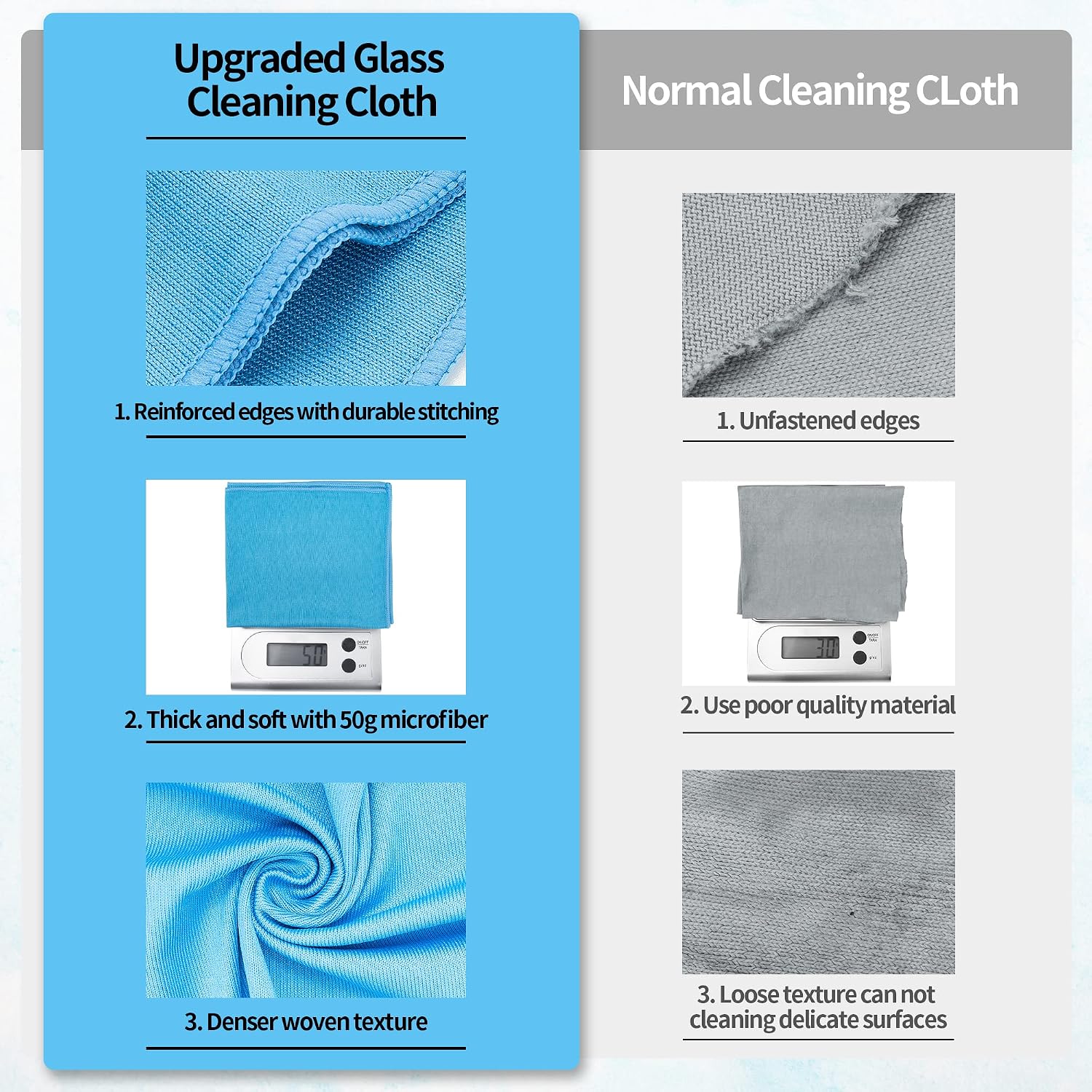 Thumbnail 3 de HOMERHYME HR-06GCL12PK Microfiber Glass Cloths, 10-Pack, 16" x 14