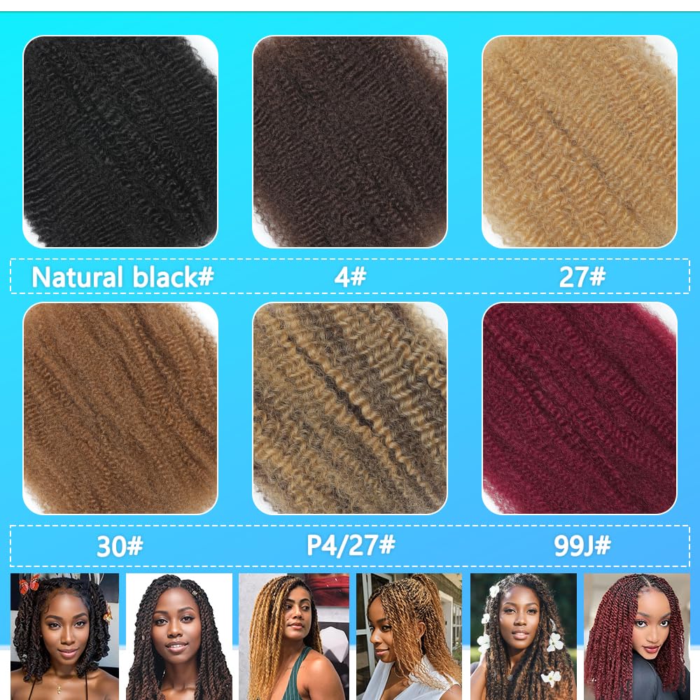 Thumbnail 6 de Renyarch Afro Kinkys Bulk Human Hair (16 inch, 4 bundles) for Spring Twists, Loc Repairs, and Braids