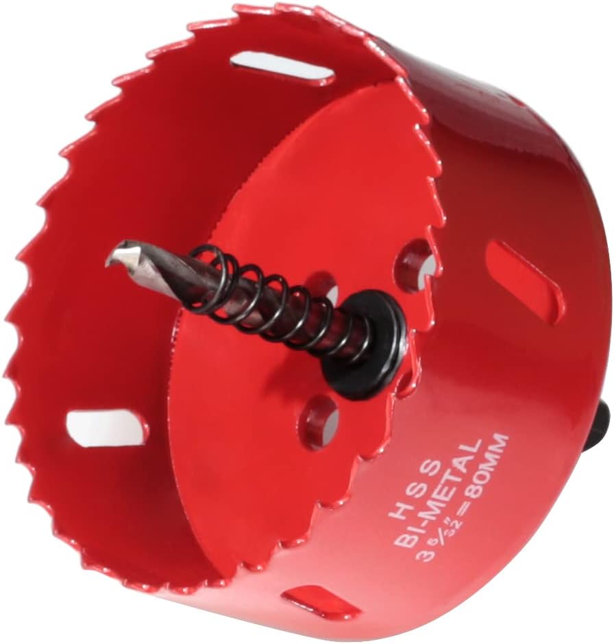 Detalle de GARHWAL Bi-Metall-Lochsäge 80mm inkl. Dreikantschaftadapter – Präzises Lochbohren in Holz, Kunststoff, Gipskarton und mehr