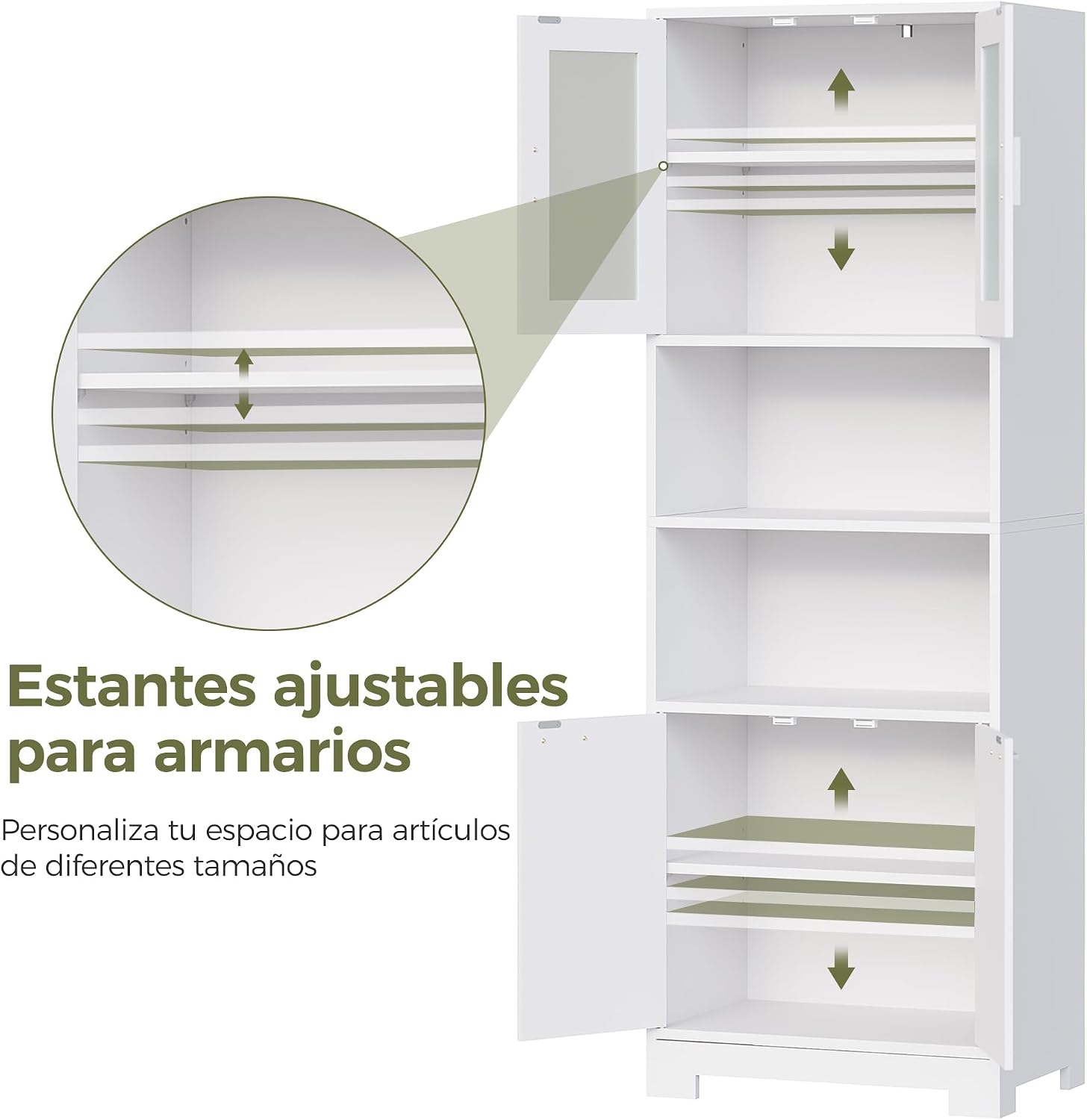Detalle 2 de BEWISHOME Armario Alto de Baño 40x60x180 cm blanco