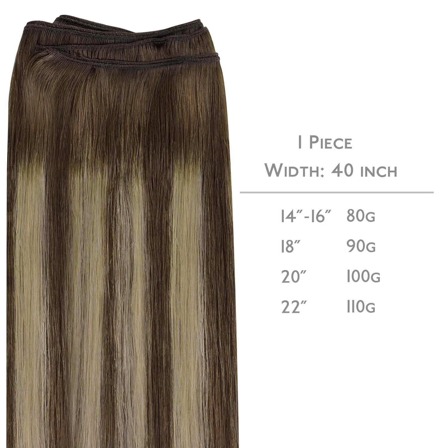 Detalle de WENNALIFE Sew in Hair Extensions 24 Inch 120g – Balayage Chocolate Brown to Honey Blonde