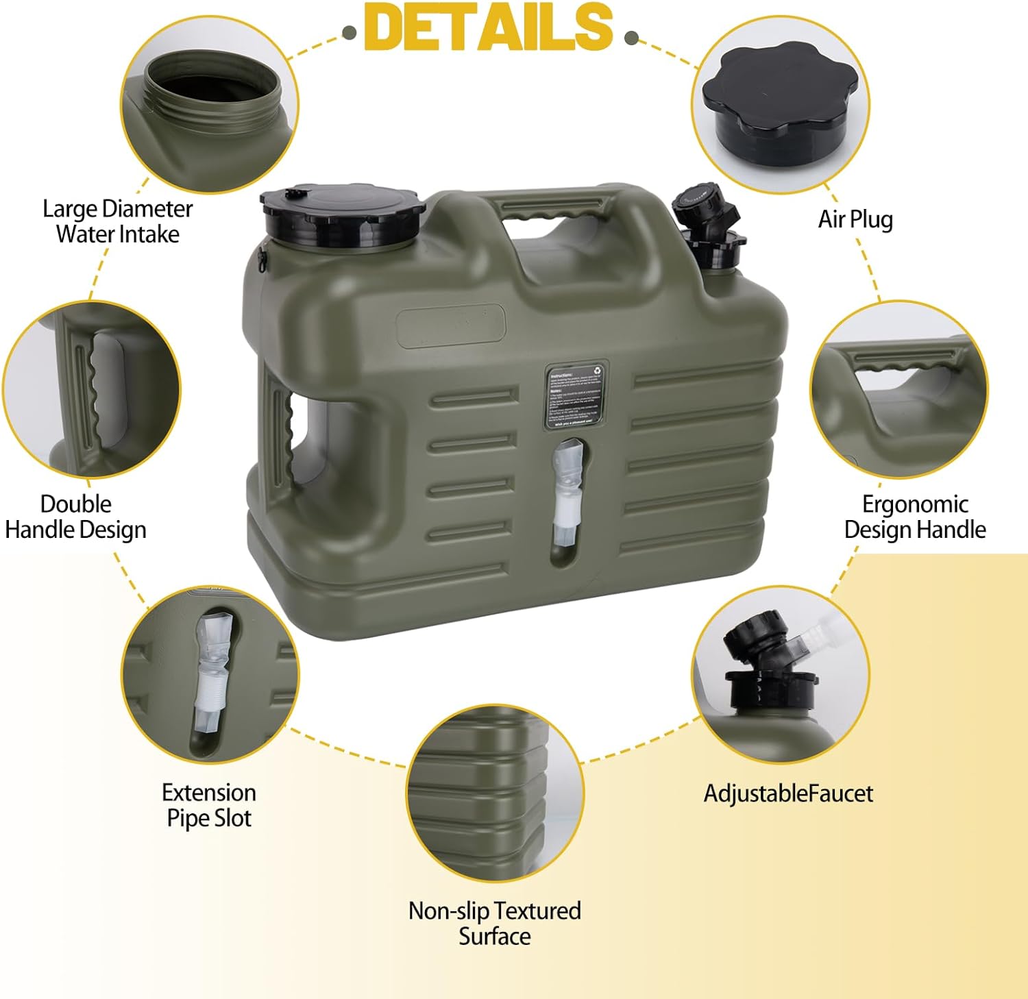 Detalle 2 de JOHAHTANG 5 Gallon Camping Water Jug
