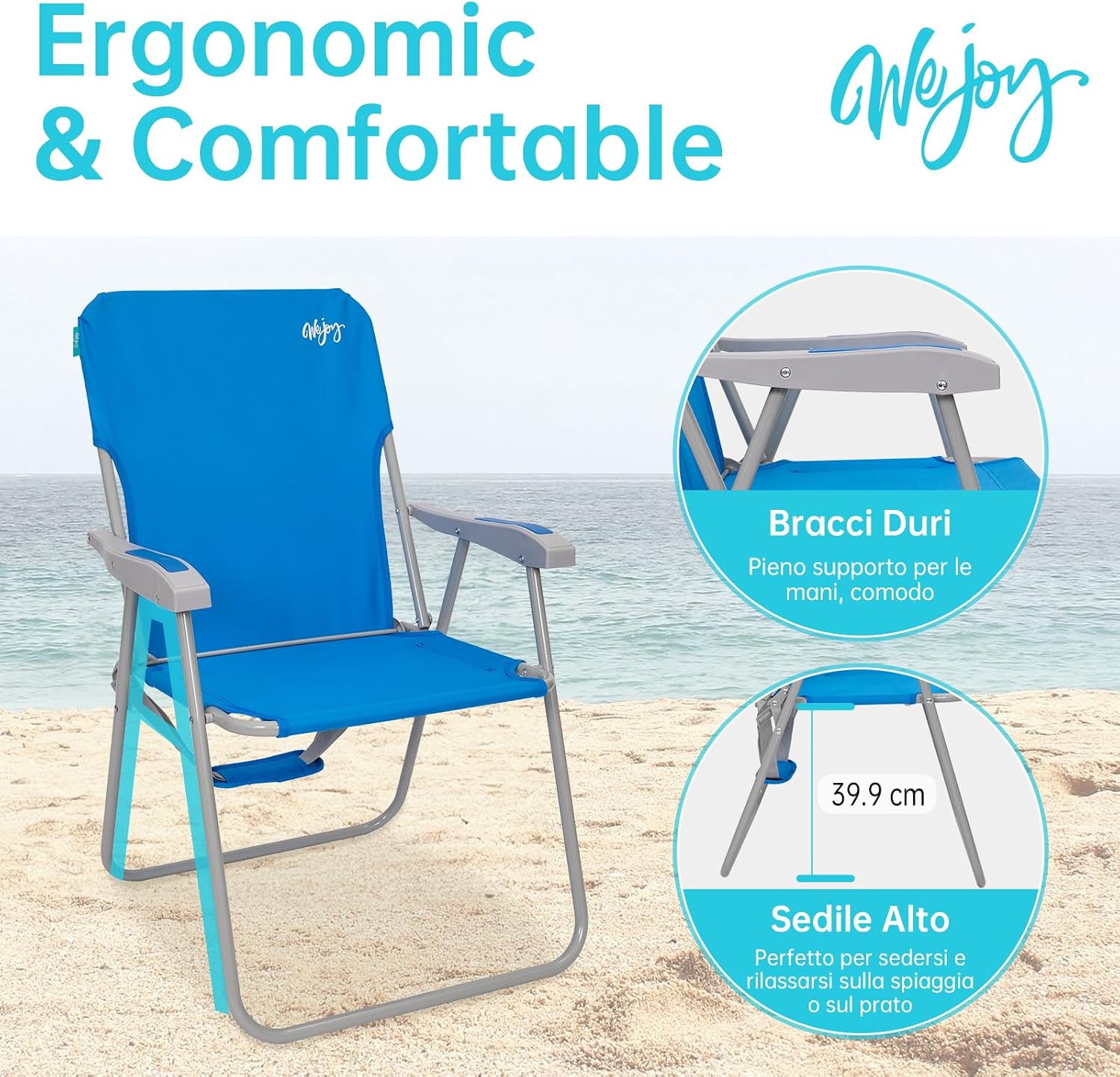 Thumbnail 3 de WEJOY Sedia da Spiaggia Pieghevole: Comfort robusto e trasporto facile per mare, campeggio e giardino