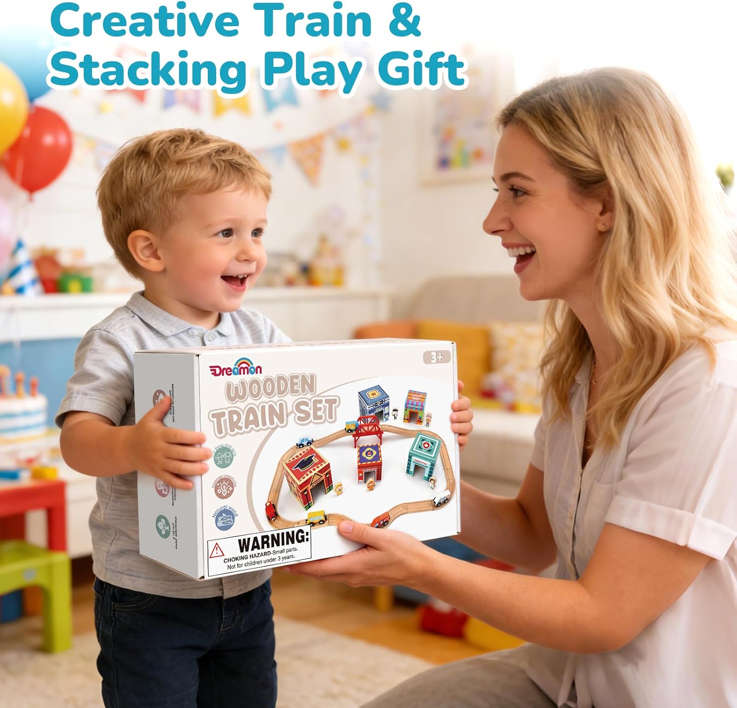 Thumbnail 6 de Wooden Train Set with 23 Tracks