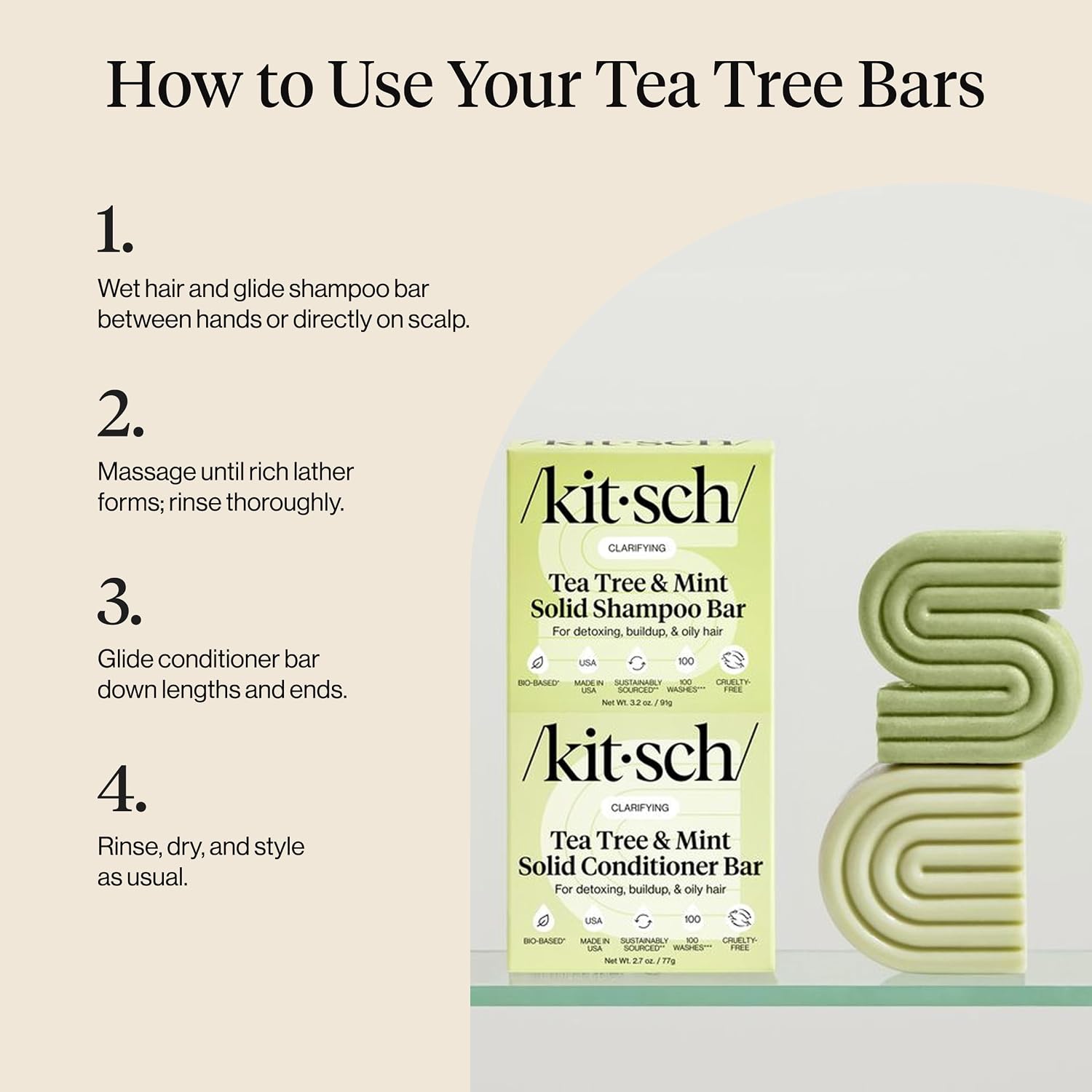 Thumbnail 6 de Kitsch Tea Tree Shampoo and Conditioner Bar Set with Mint, Silicone-Free