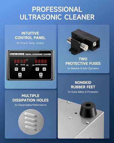 Thumbnail 8 de CREWORKS Ultrasonic Cleaner with Digital Timer & Heater 1.3L