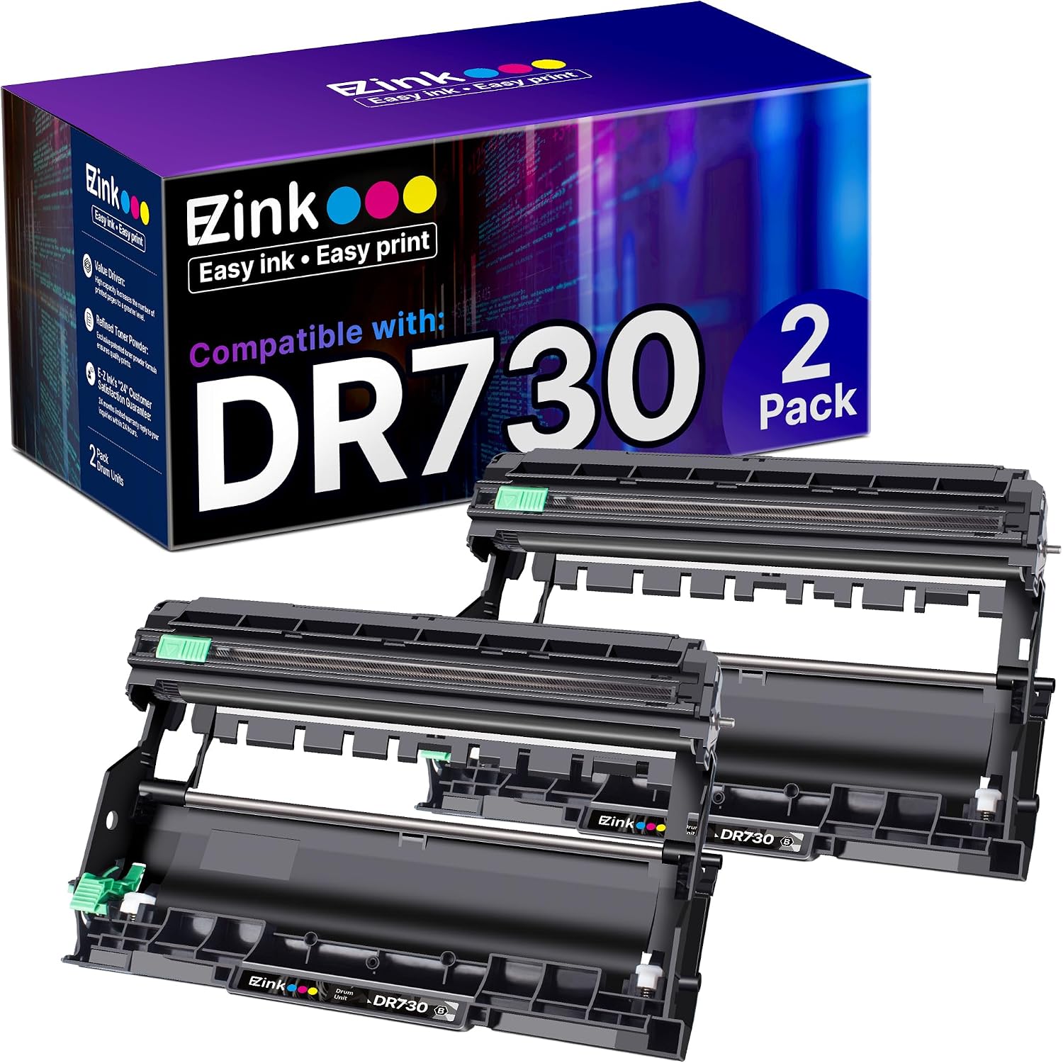 Detalle de E-Z Ink DR730 Drum Unit Replacement, 2-Pack for Compatible Brother Printers