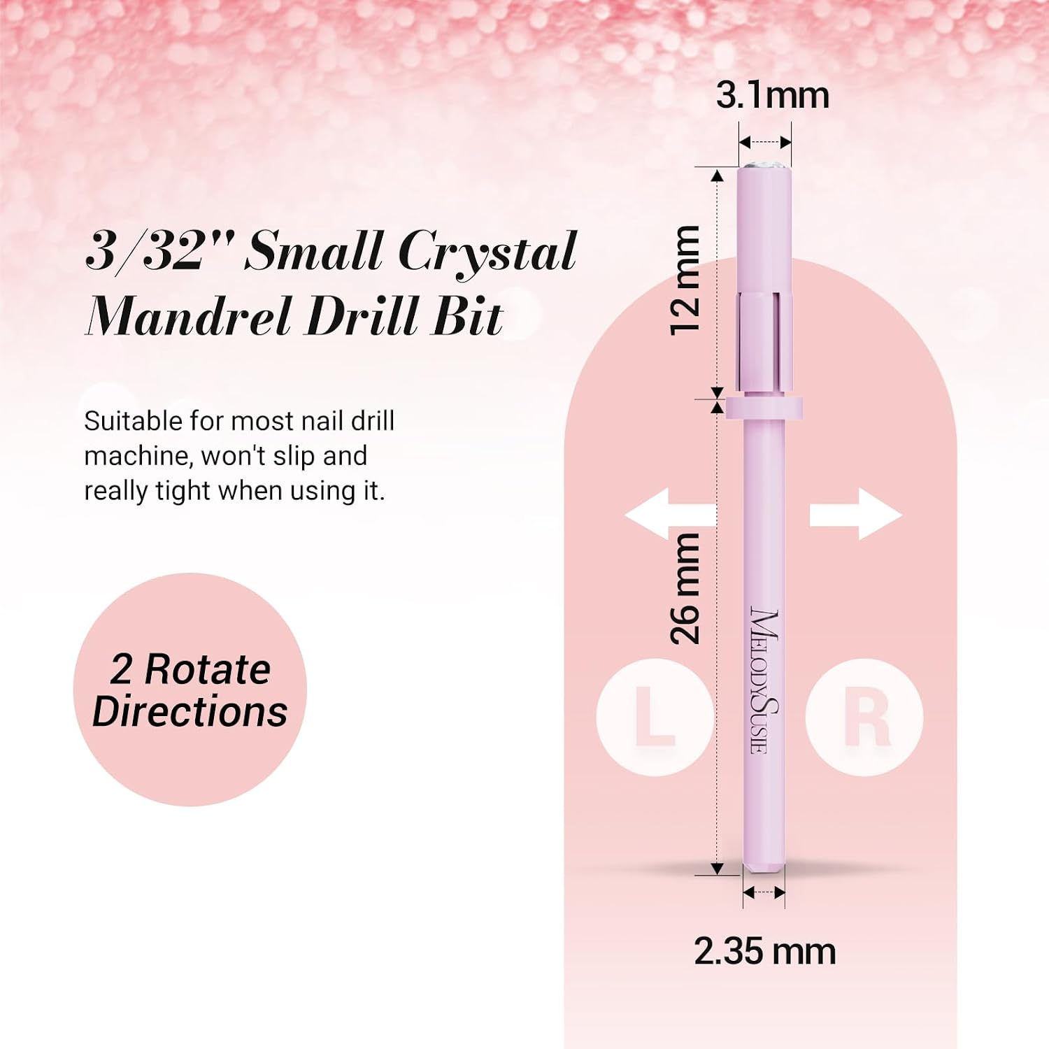 Detalle de MelodySusie 3.1 mm Mandrel Bit for Sanding Bands, Rose Pink