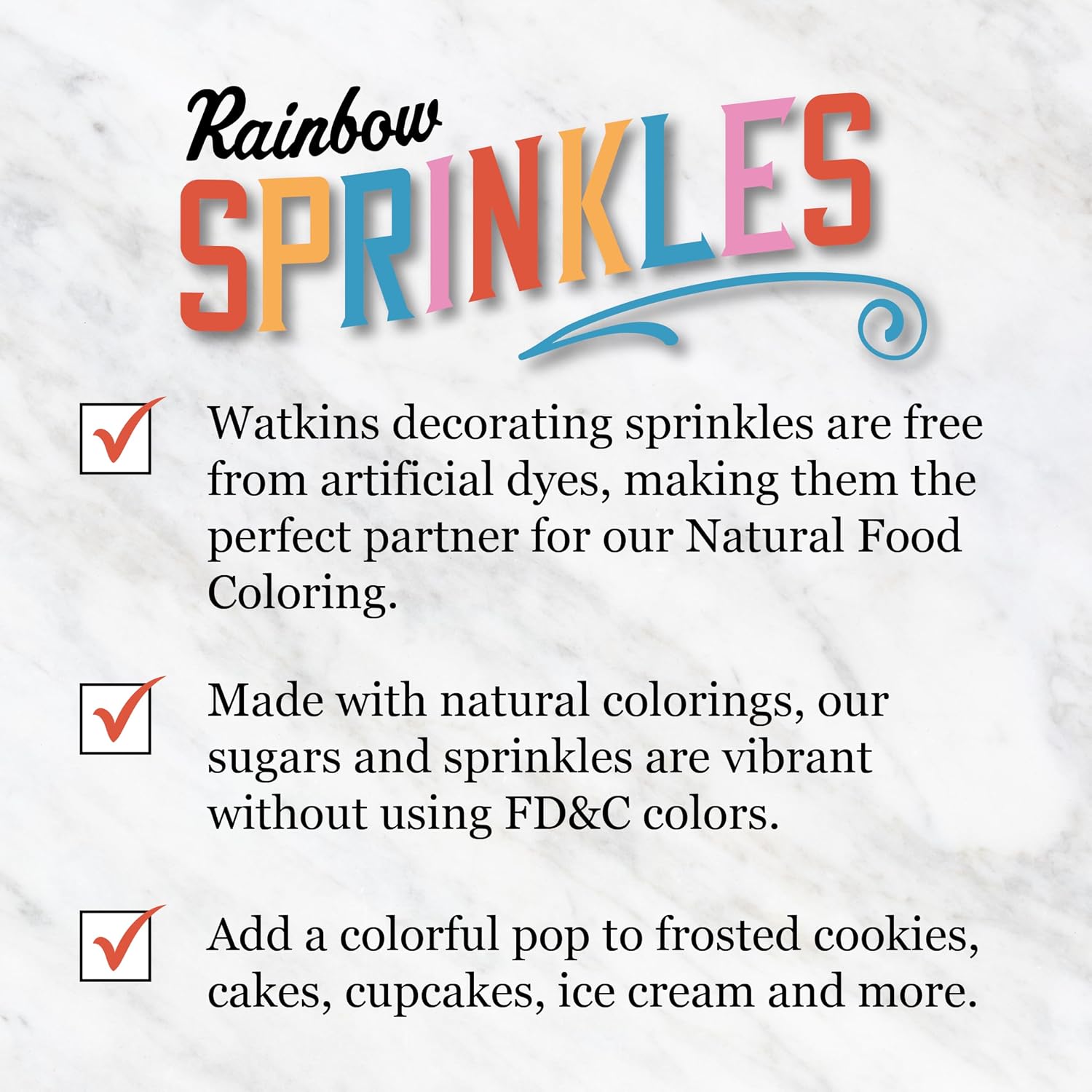 Detalle 2 de Watkins Rainbow Decorating Sprinkles, 3.4-Ounce Jars, 3-Pack, Dye-Free