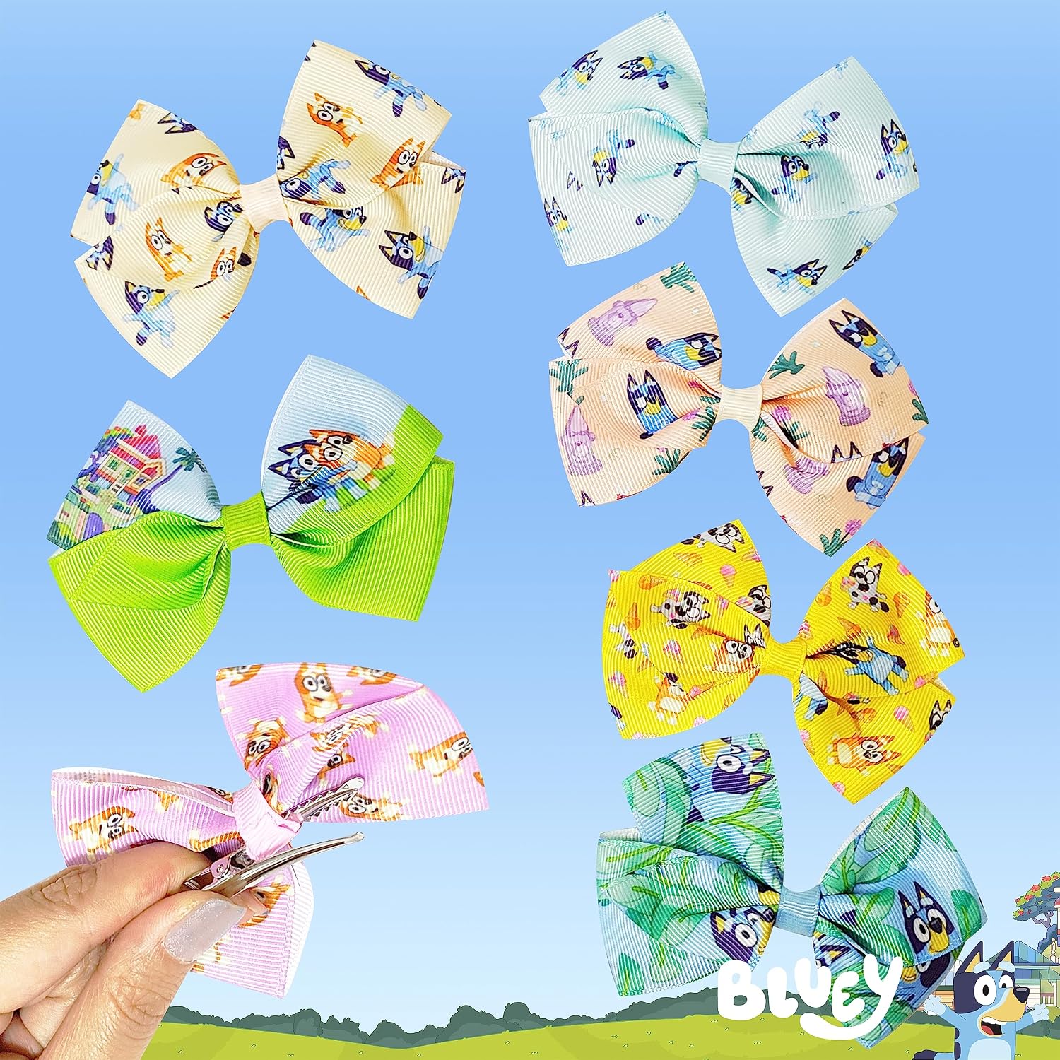 Thumbnail 5 de Bluey 7 Pc 4 Inch Hair Bows Bundle 🎀