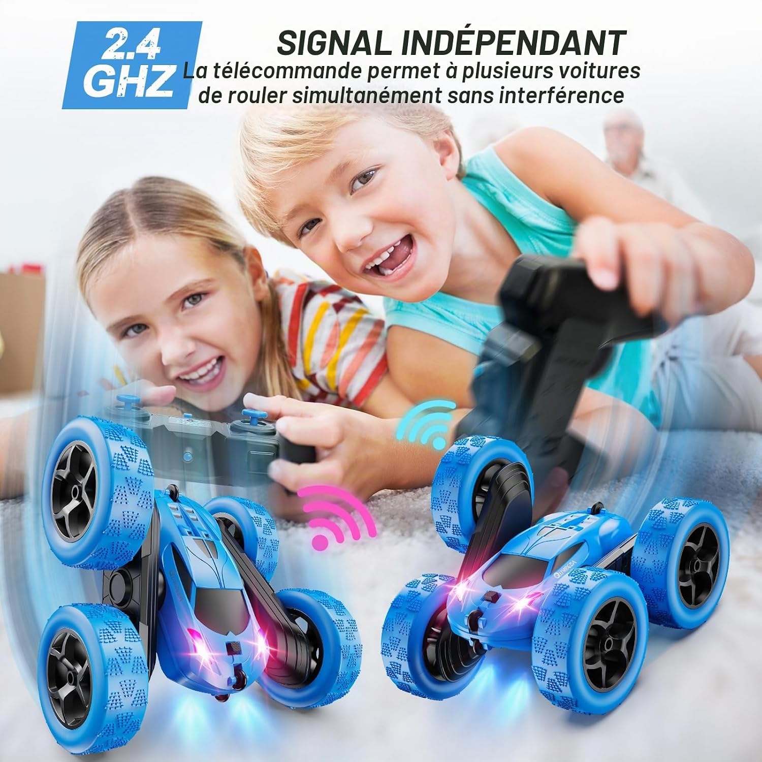 Thumbnail 2 de QUNREDA RC-stuntauto met 4WD, 2,4 GHz, ledverlichting en modulaire accu’s