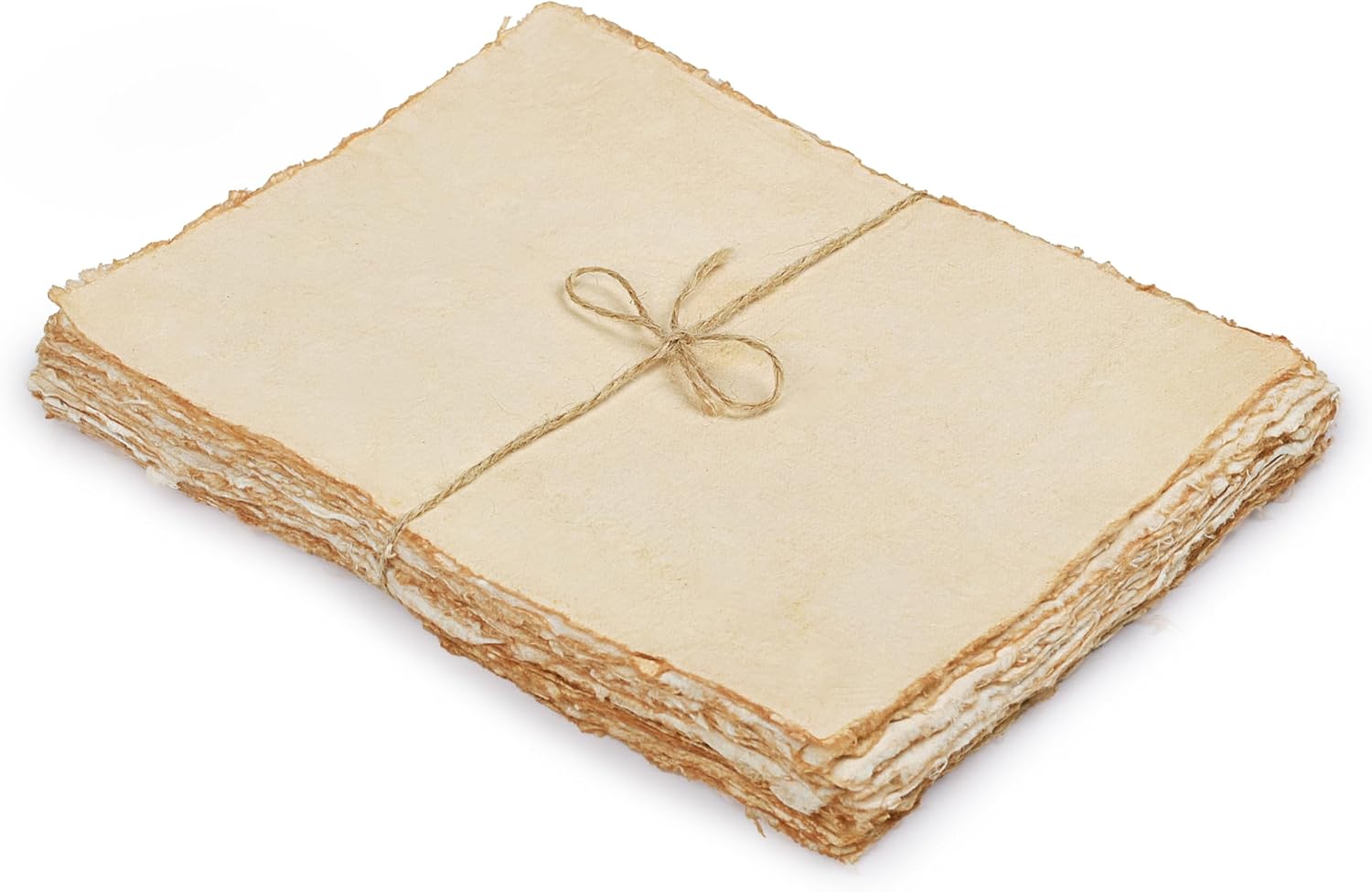 LEATHER VILLAGE Watercolor Paper (6 x 4 inches) – 50 Sheets, 150 GSM Mixed Media Deckle Edge, Vintage Toned