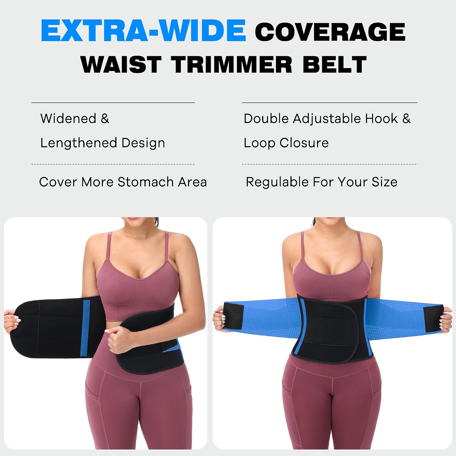 Detalle 2 de VENUZOR sweat waist trainer for women, adjustable neoprene waist cincher belt