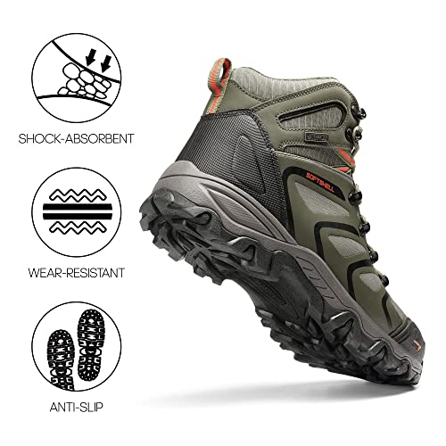 Detalle de NORTIV 8 Scarponi Trekking Uomo – Esercito Verde/Nero/Arancione, taglia 44