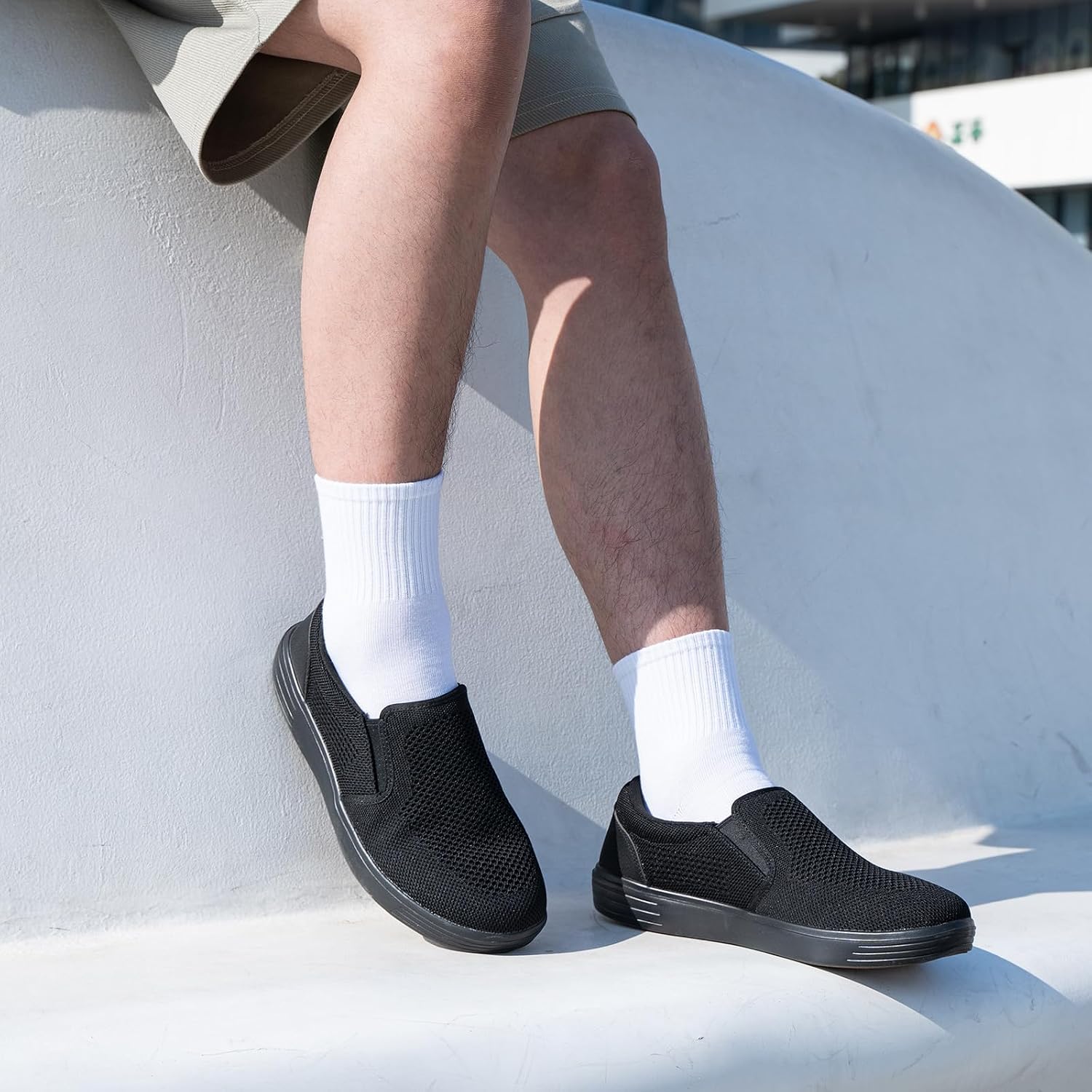 Detalle de Konhill Herren Slip On Schuhe Trainers – Casual, atmungsaktiv und komfortabel