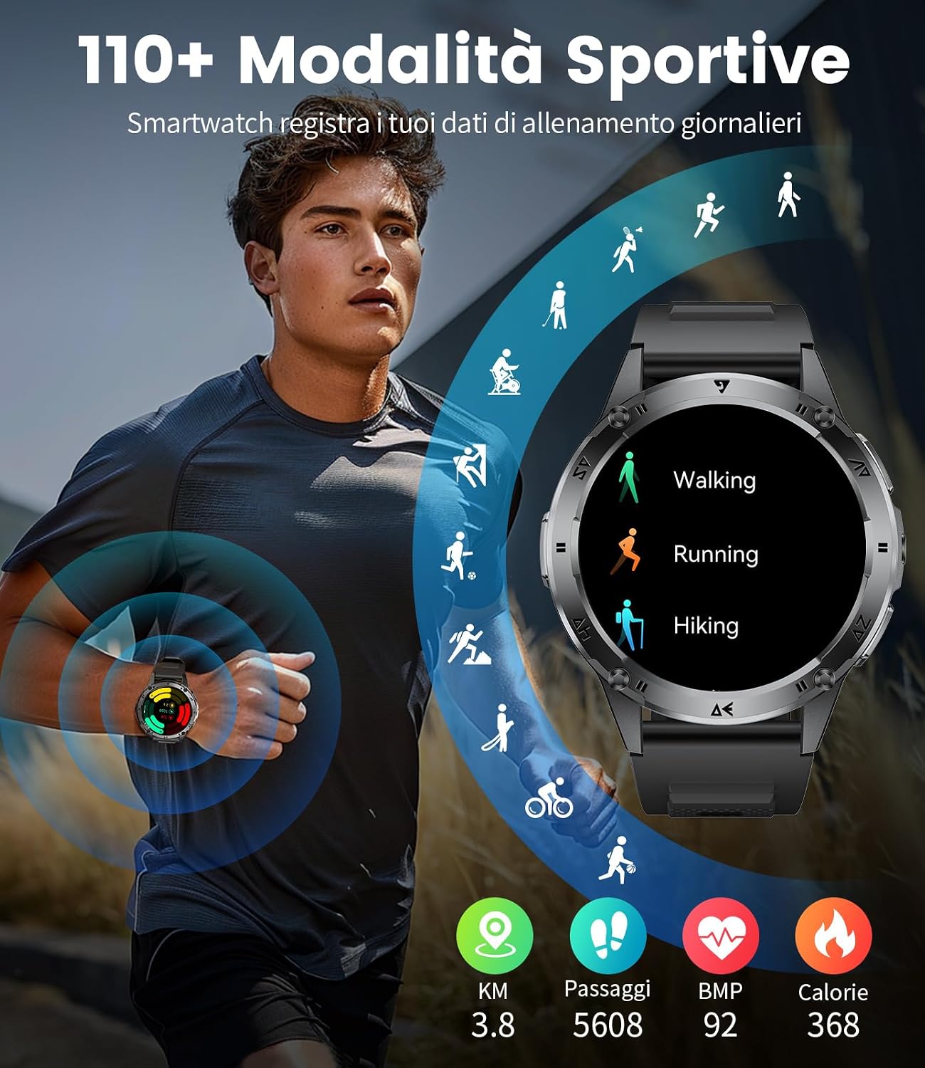 Detalle de LIMIGE Smartwatch Uomo con Chiamate Bluetooth e Display AMOLED 1.43" – 110+ sport, IP68