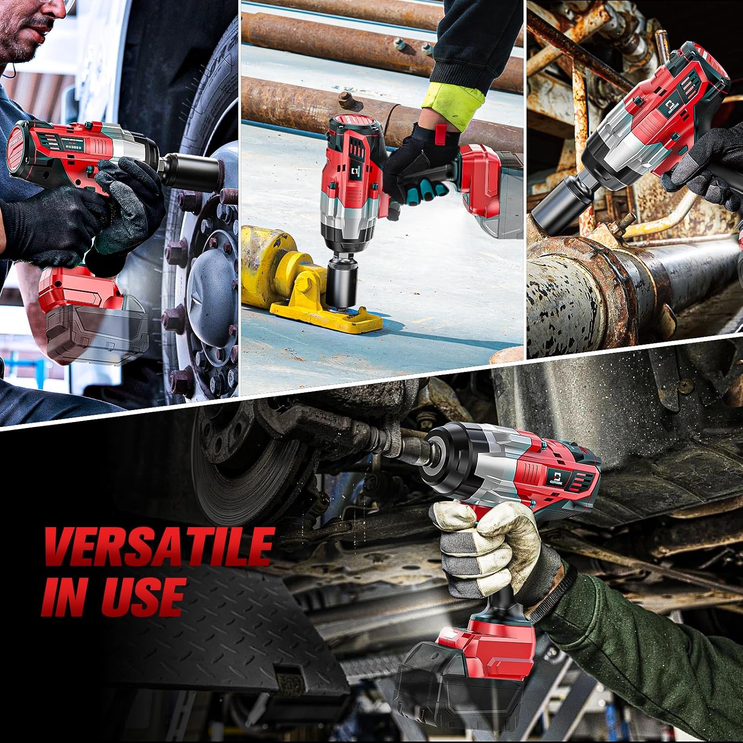 Detalle de Cordless Impact Wrench 1/2 Inch — 1700 FT-LBS Heavy-Duty, Milwaukee 18V Compatible (Bare Tool)